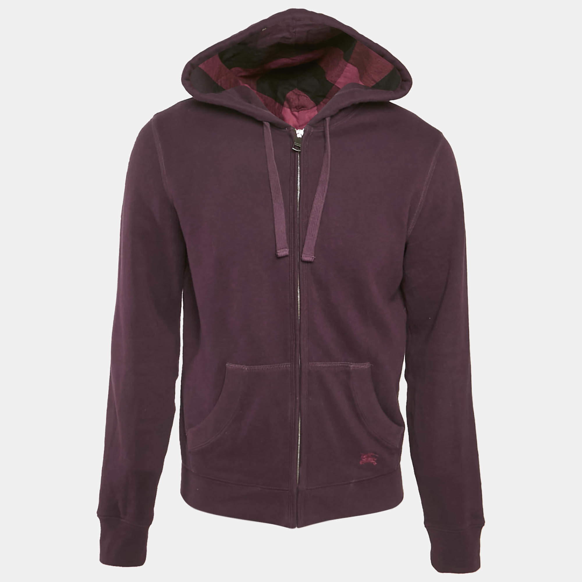 Pre Owned Burberry Brit Purple Cotton Knit Zip-Up Jacket M