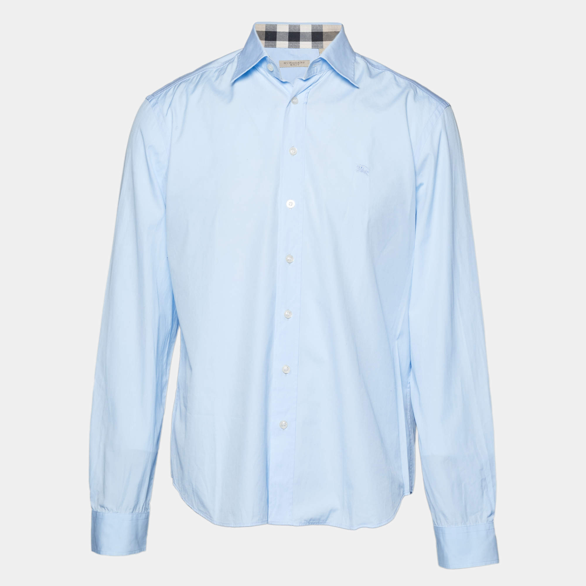 Pre Owned Burberry Brit Blue Cotton Long Sleeve Shirt XL