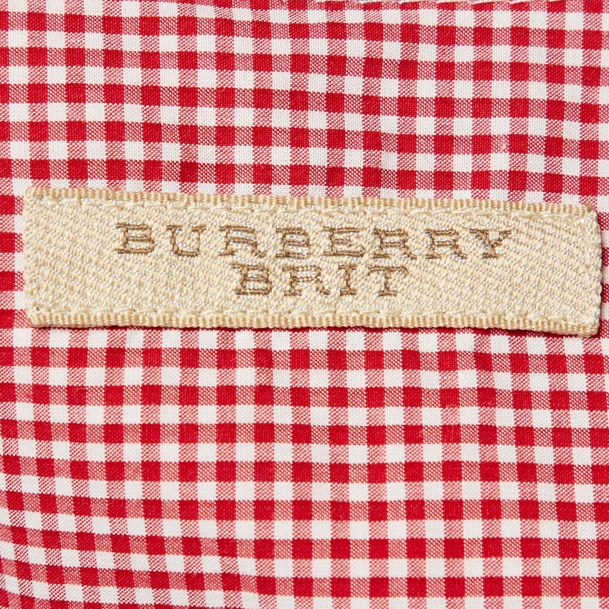 Burberry Brit Red Checked Cotton Button Front Shirt M Burberry  display picture 1