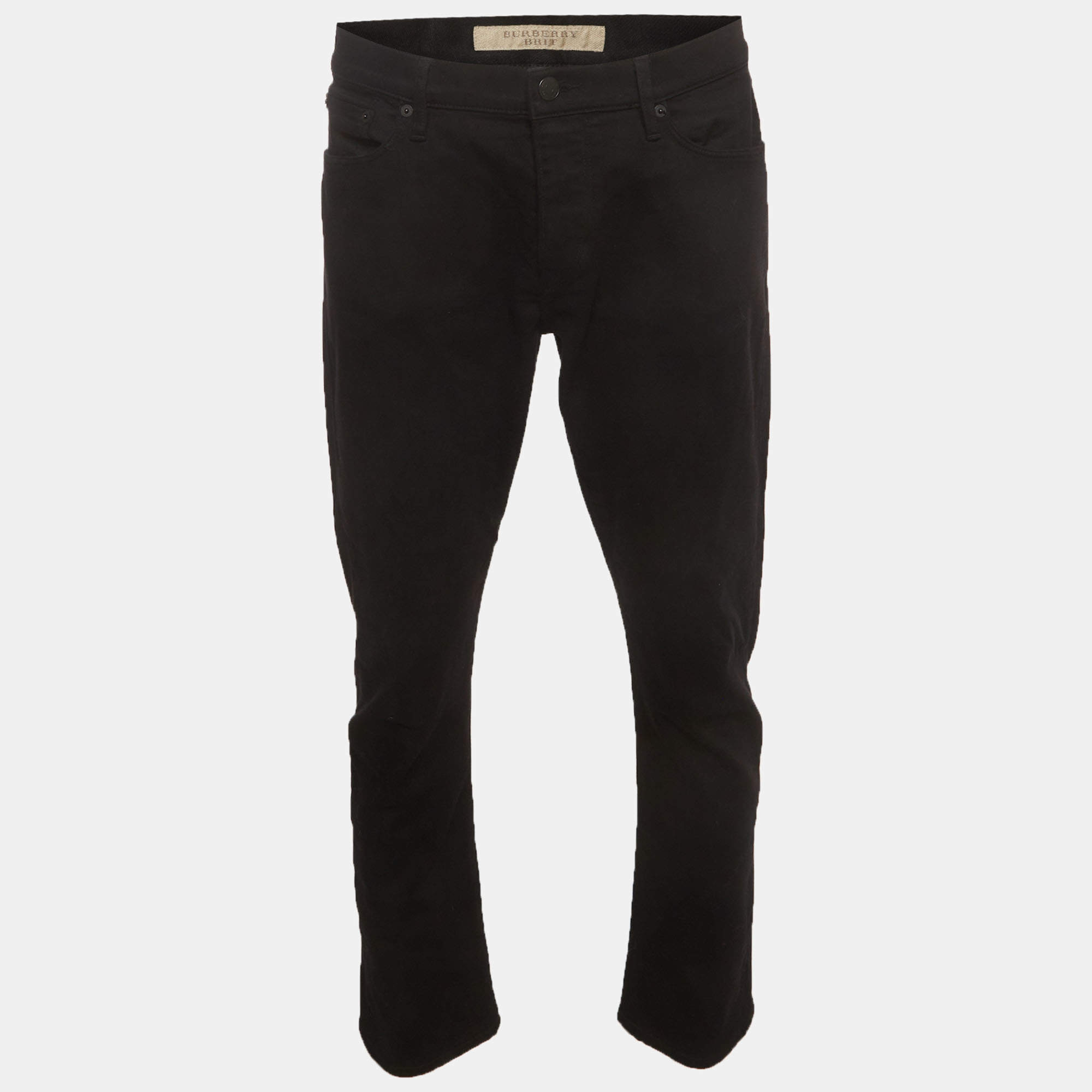 Pre Owned Burberry Brit Black Denim Straight Fit Jeans L/Waist 36"