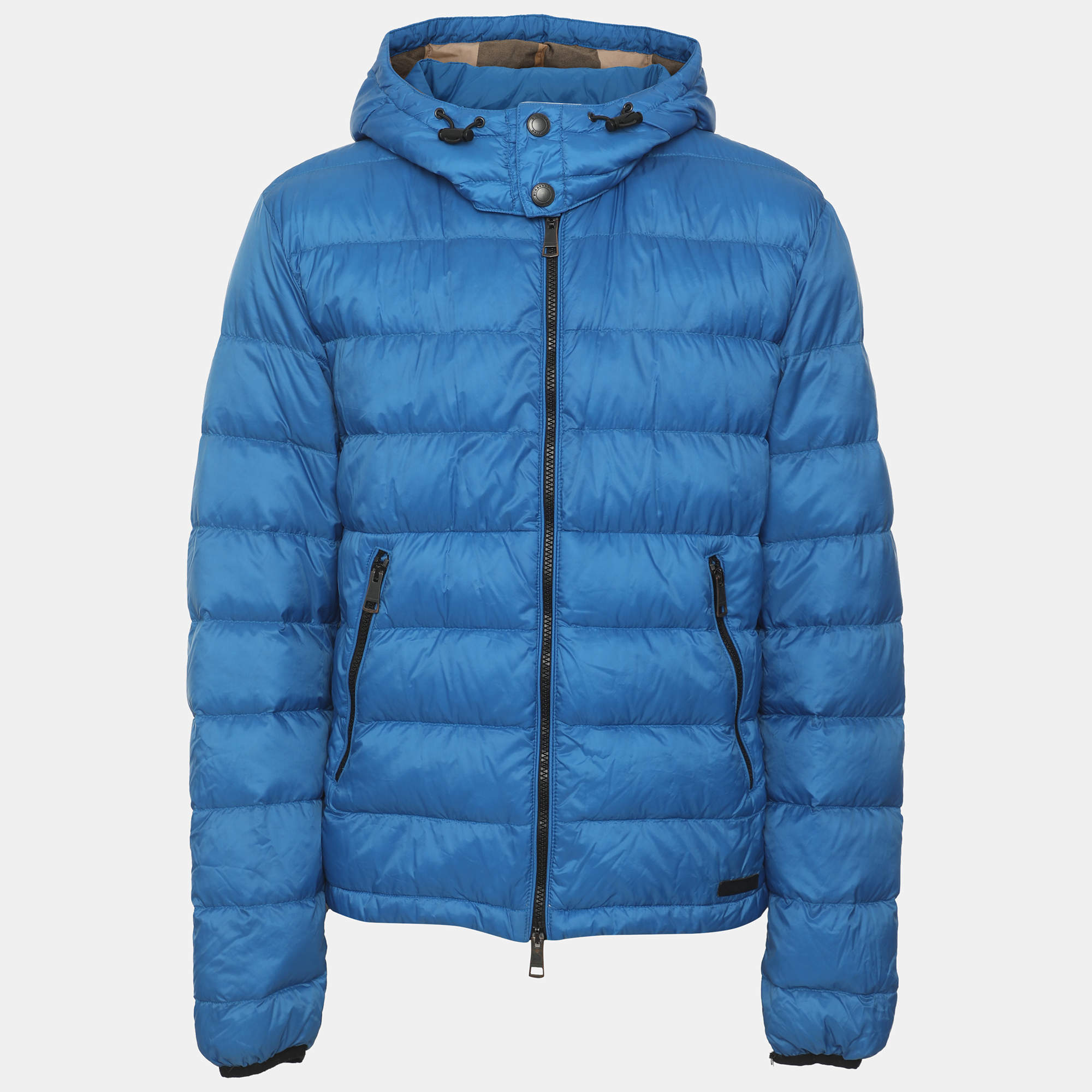Pre Owned Burberry Brit Blue Nylon Padded Down Jacket L