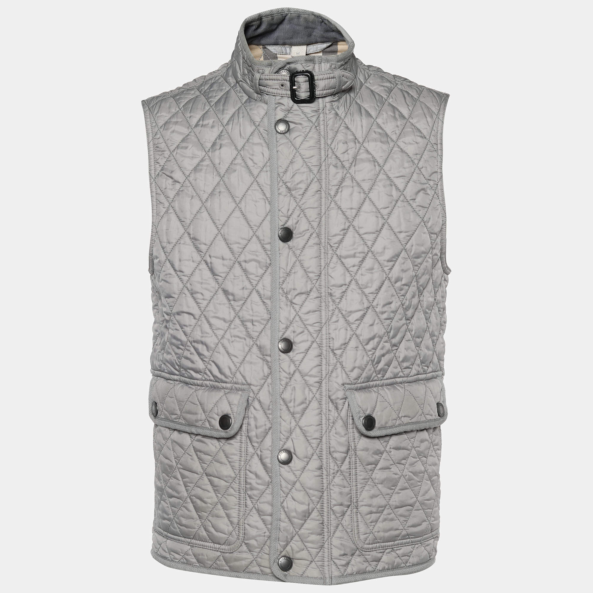 Burberry Brit Grey Quilted Sleeveless Haymarket Vest M Burberry Brit | TLC