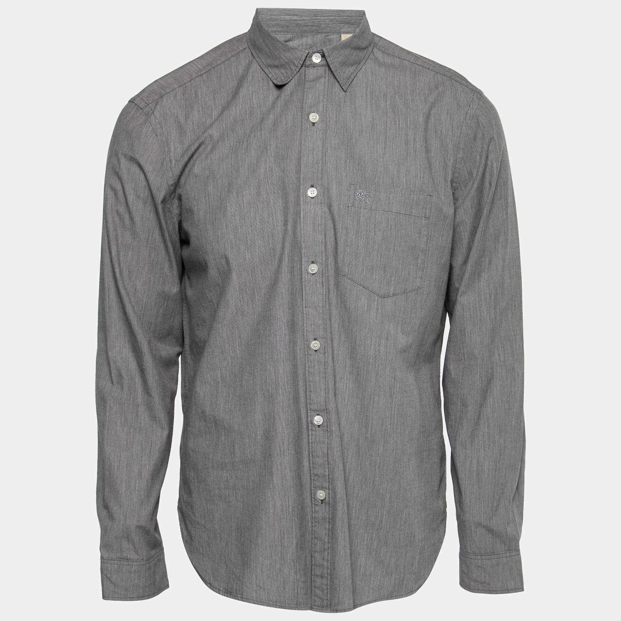Pre Owned Burberry Brit Grey Cotton Button-Front Shirt L