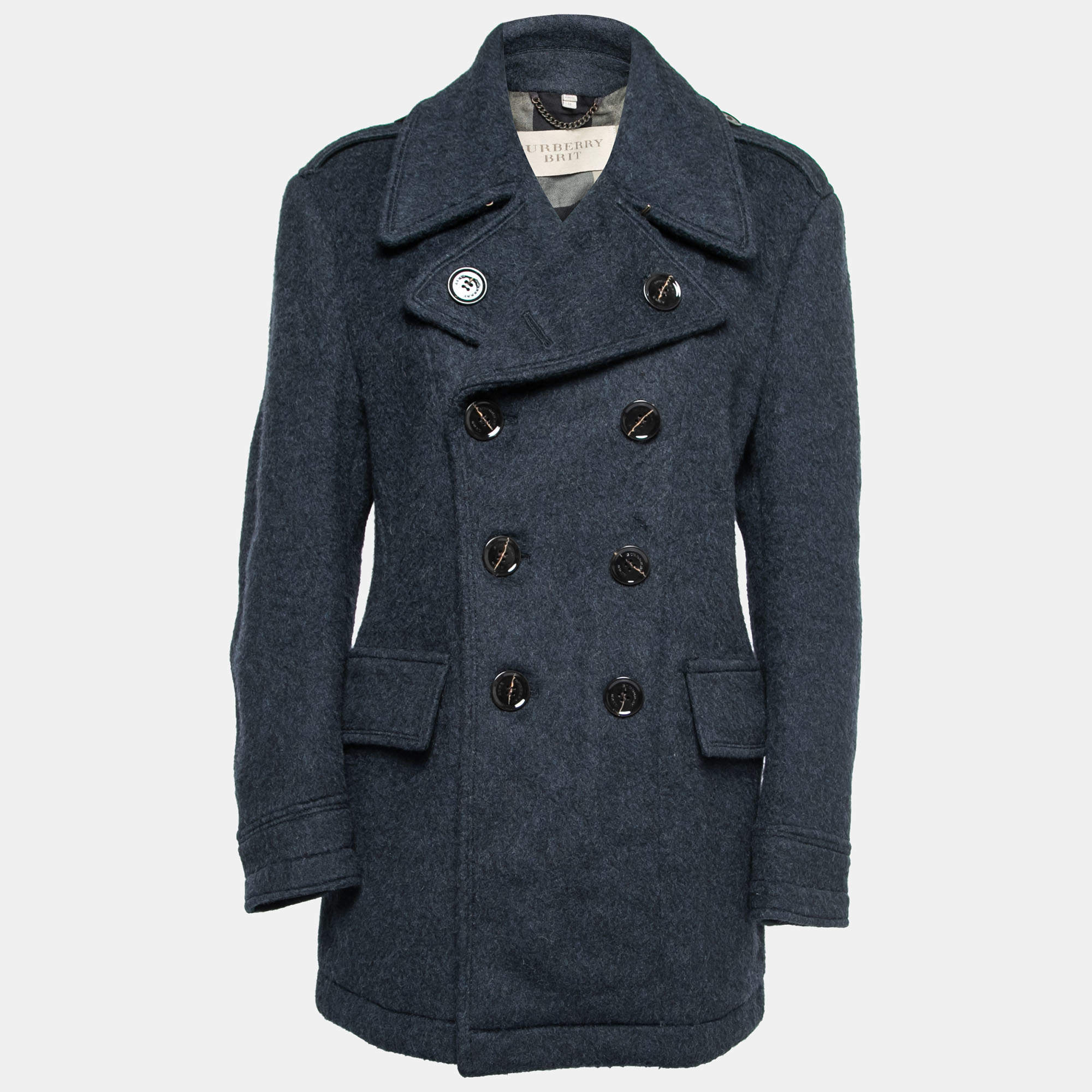 Burberry Brit Navy Blue Wool Double Breasted Coat M Burberry Brit | The ...