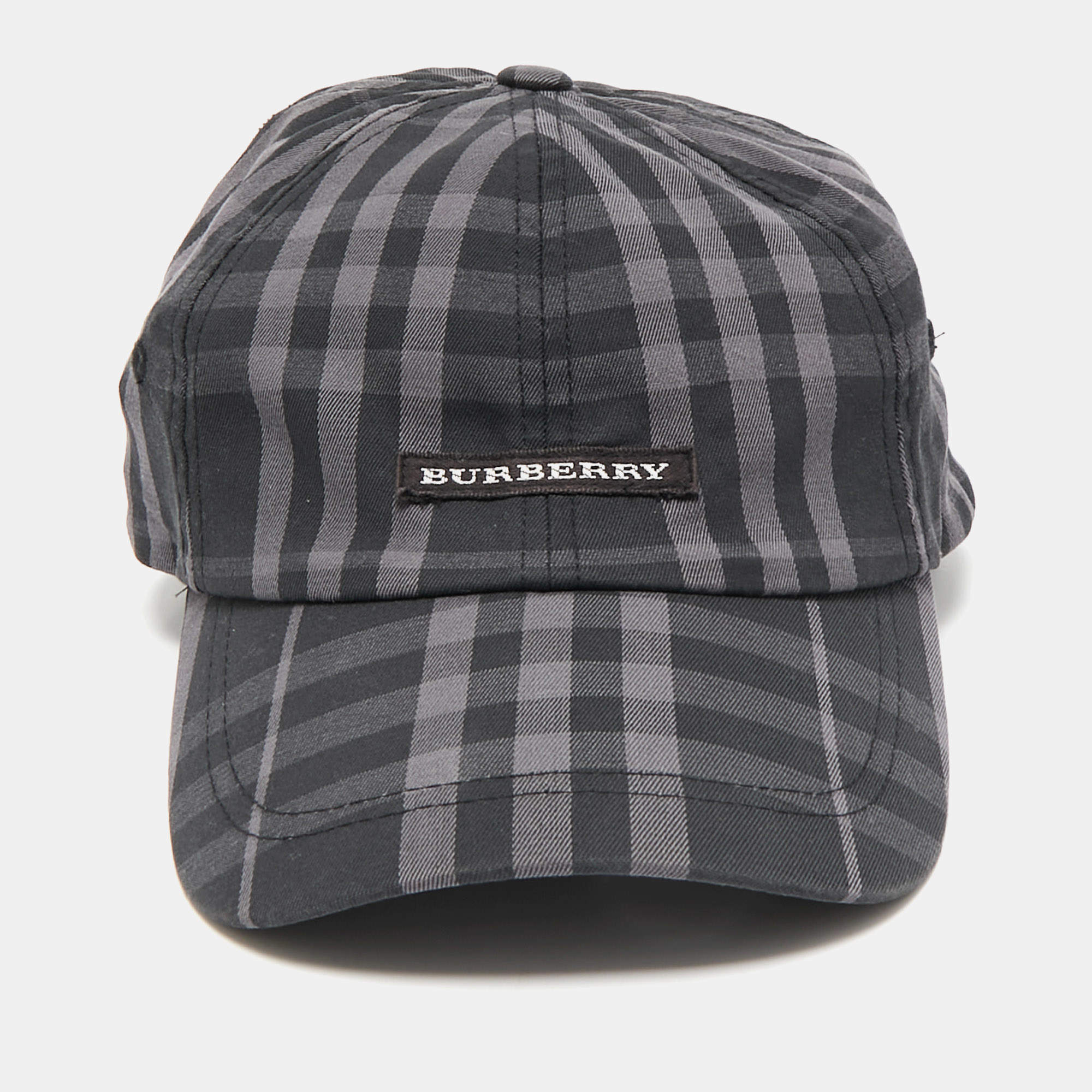 Burberry Black Smoked Check Canvas Baseball Cap One Size