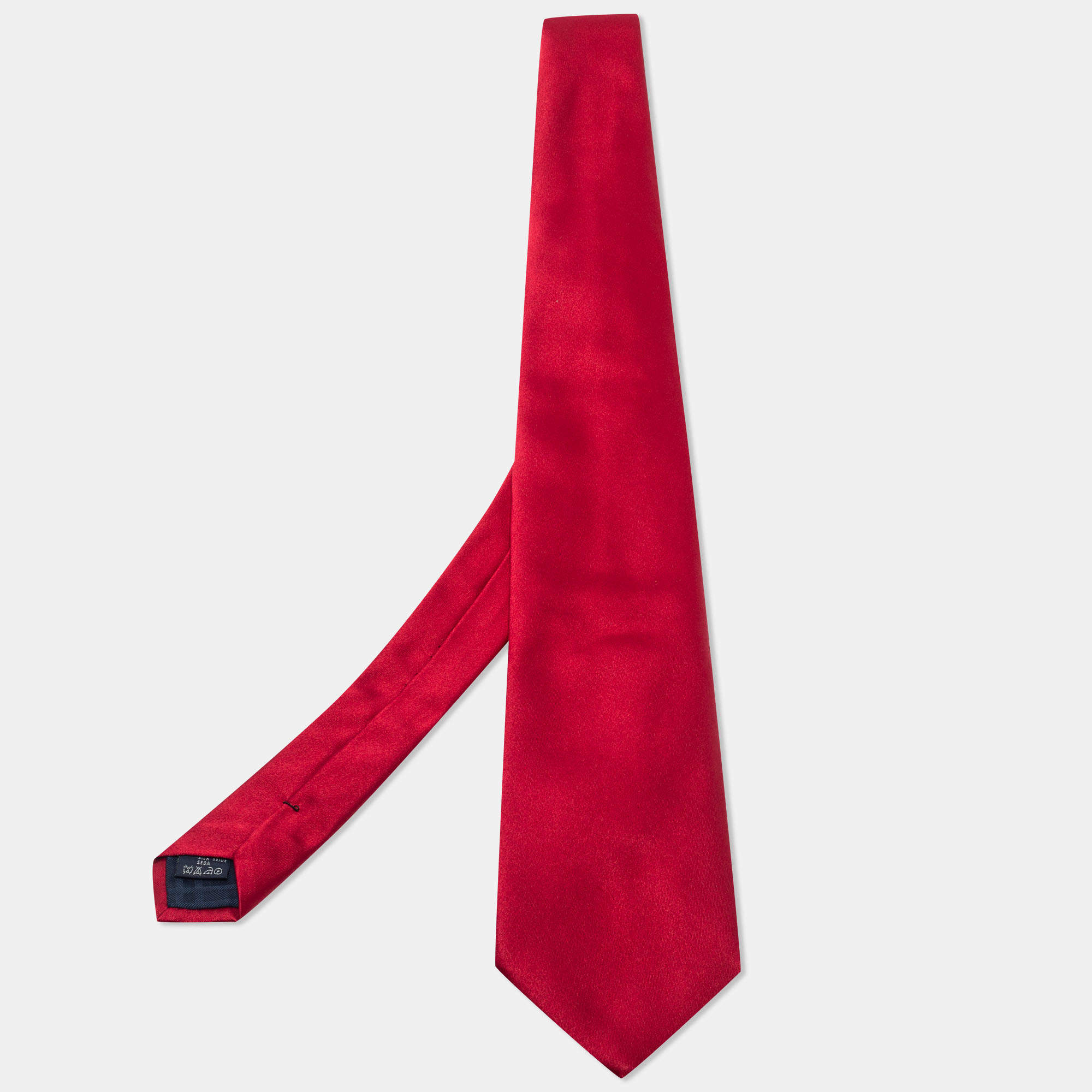 Pre Owned Burberry Vintage Red Satin Silk Tie