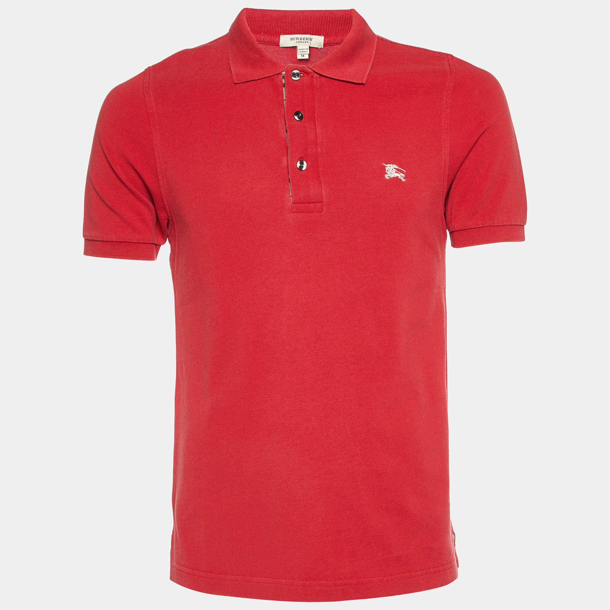 Burberry Red Cotton Pique Polo T-Shirt M