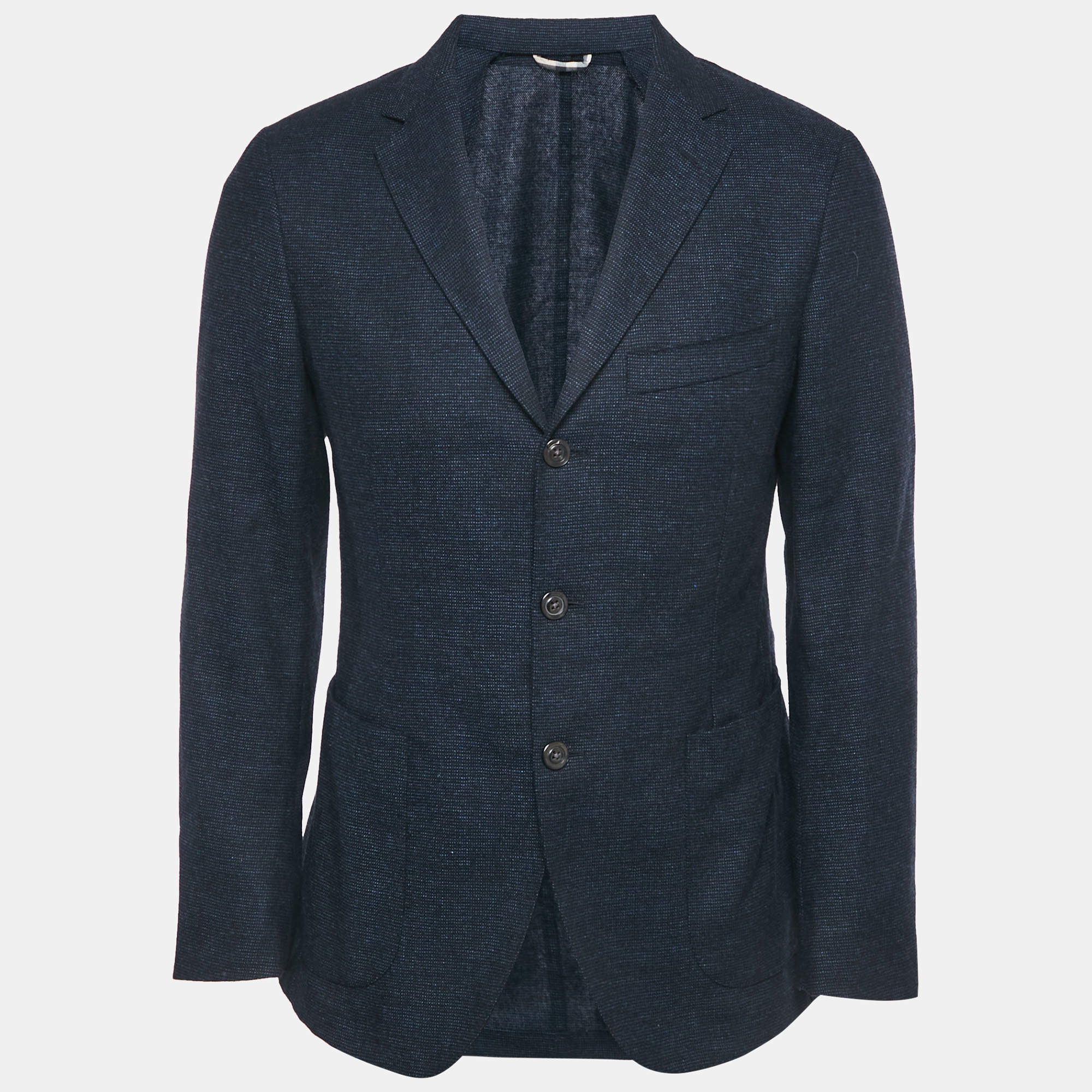 Pre Owned Burberry London Navy Blue Wool Tailored Blazer M