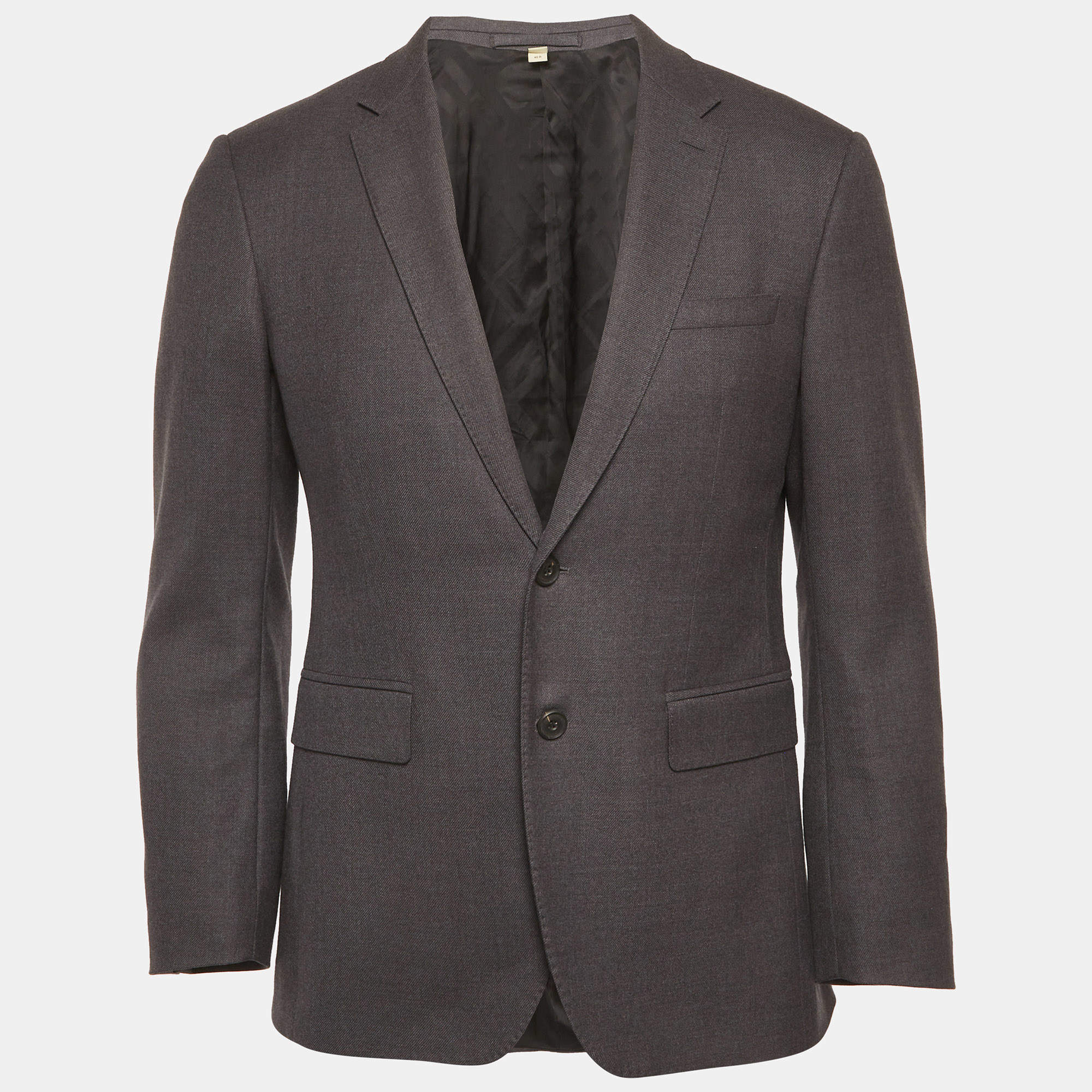 Pre Owned Burberry London Grey Wool Blend Regular Fit Blazer M