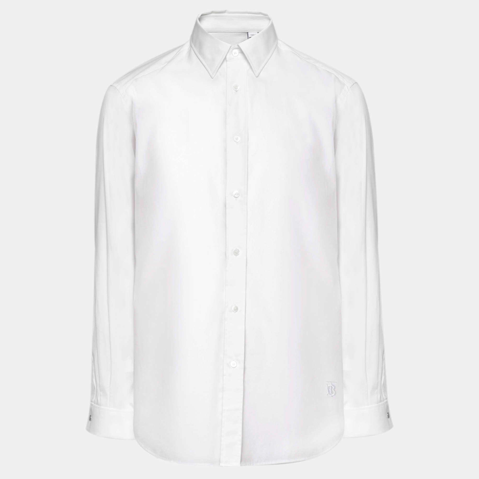 Pre Owned Burberry London White Cotton Oxford Classic Button Front Shirt L