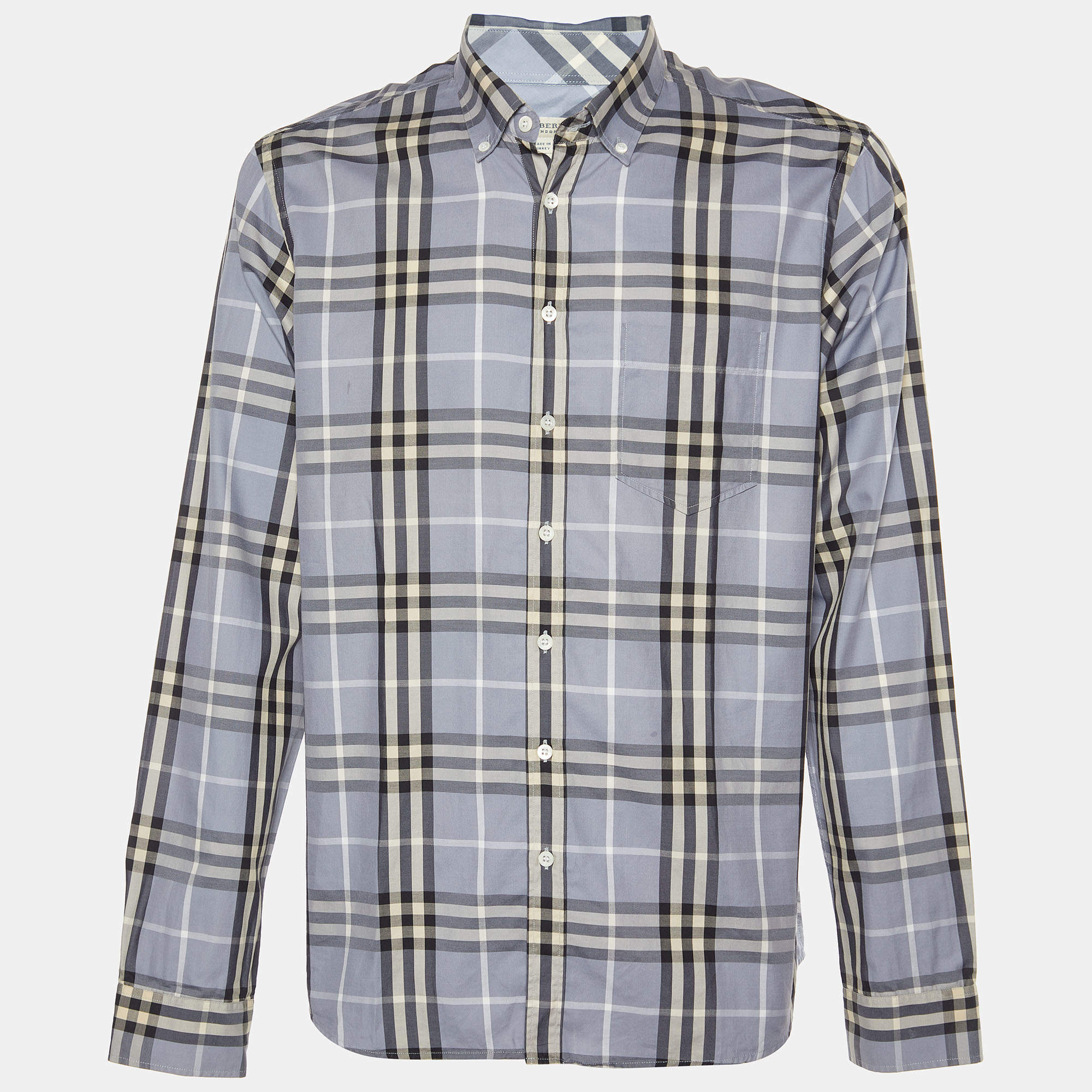 Burberry Grey Nova Check Cotton Button Front Shirt XL