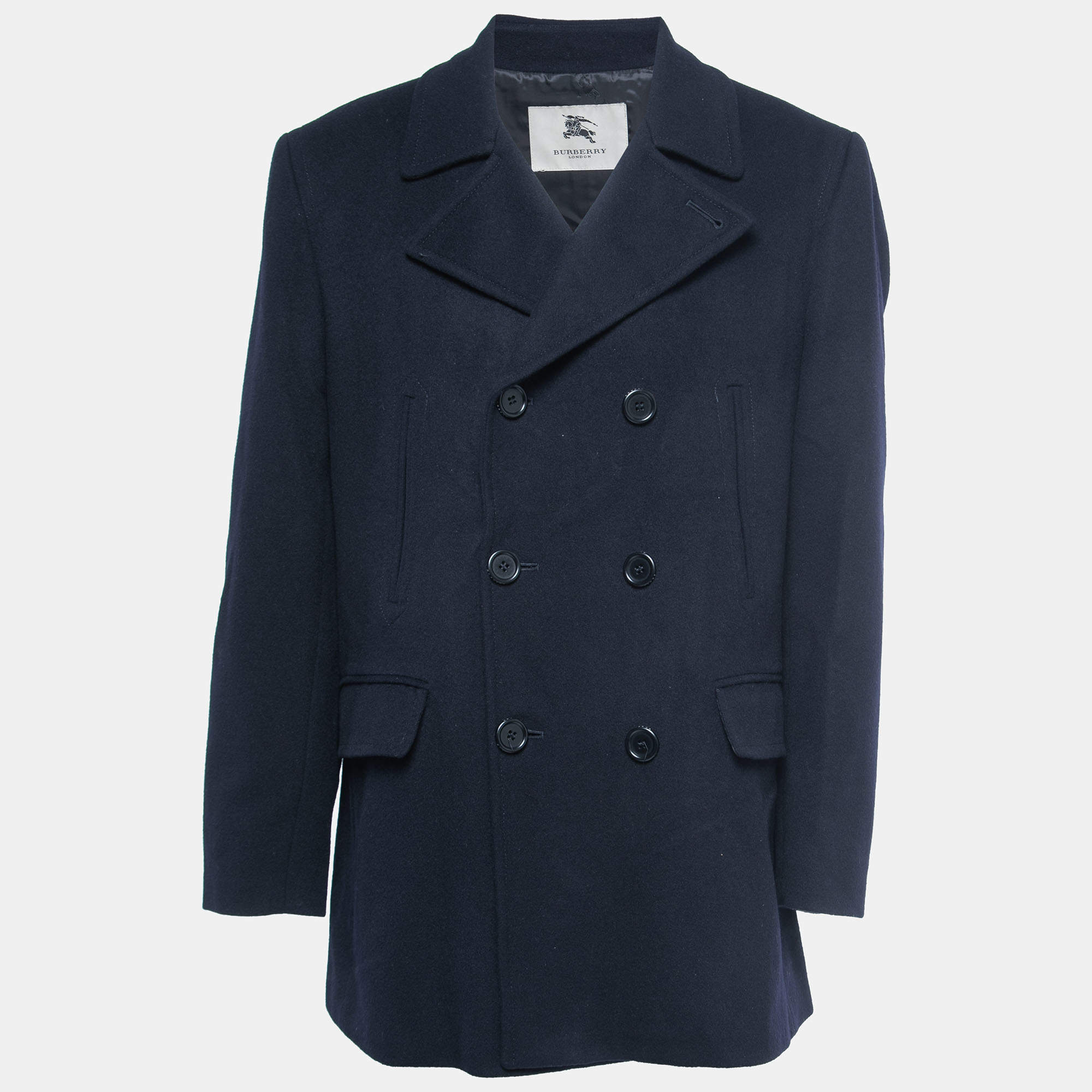 LOUIS VUITTON Outerwear Pea Coat Wool Navy Size 46 Men's