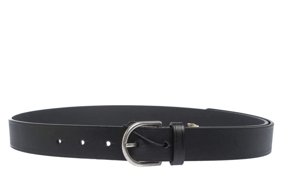 Pre Owned Burberry Black Leather Alex Buckle Belt 85CM
