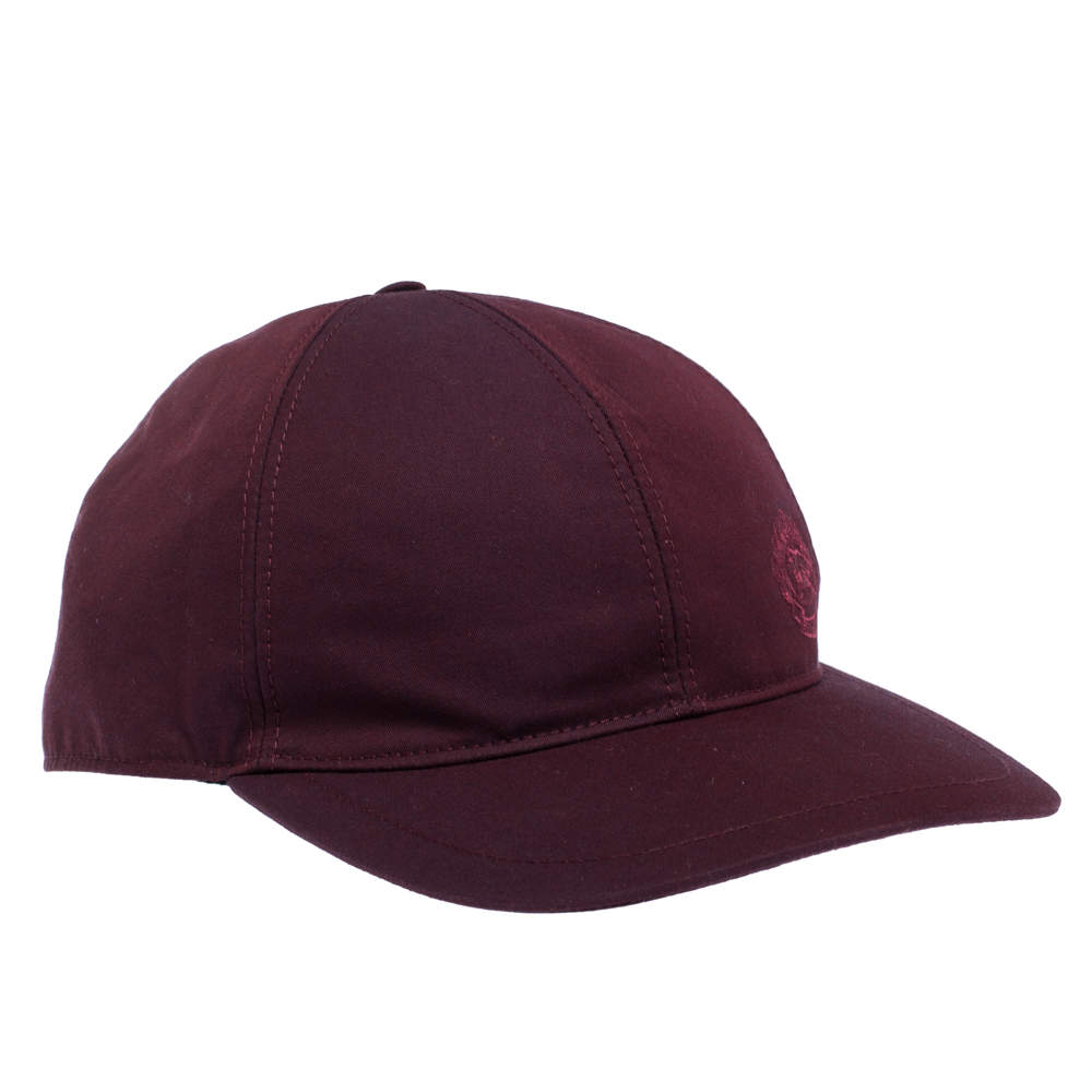 Pre Owned Burberry Burgundy Cotton Boysenberry Crest Cap M/L