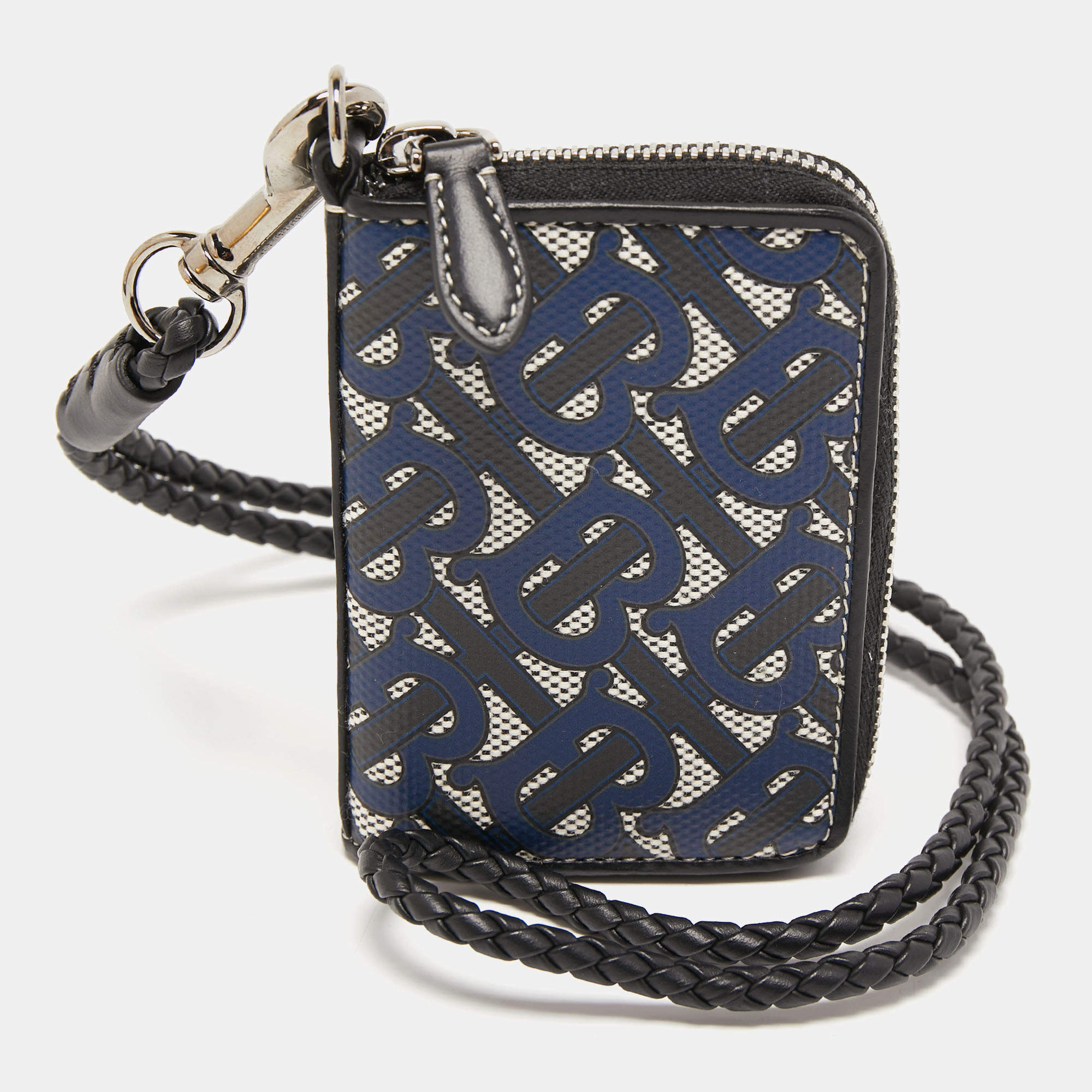 Burberry Tri Color Tb Monogram Coated Canvas and Leather Ferris Zip Around Lanyard