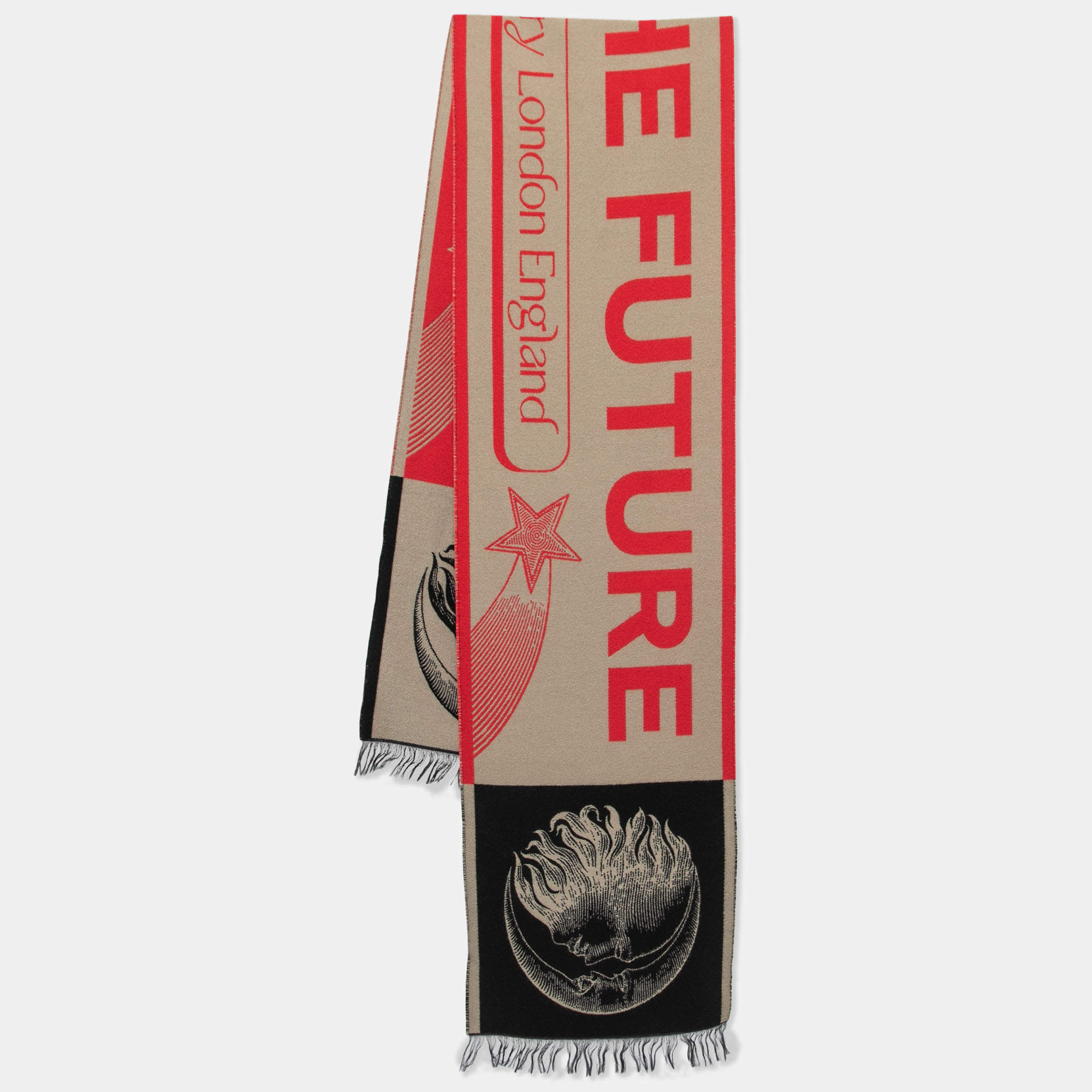 Burberry Archive Beige See the Future Wool Football Scarf