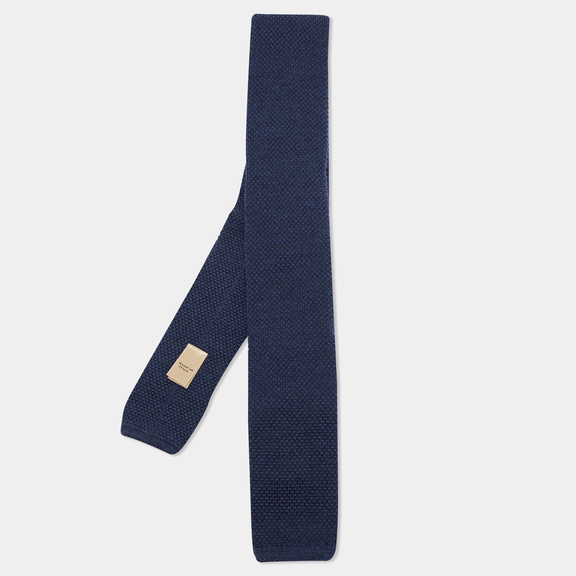 Burberry Navy Blue Kennet Wool Knit Slim Tie