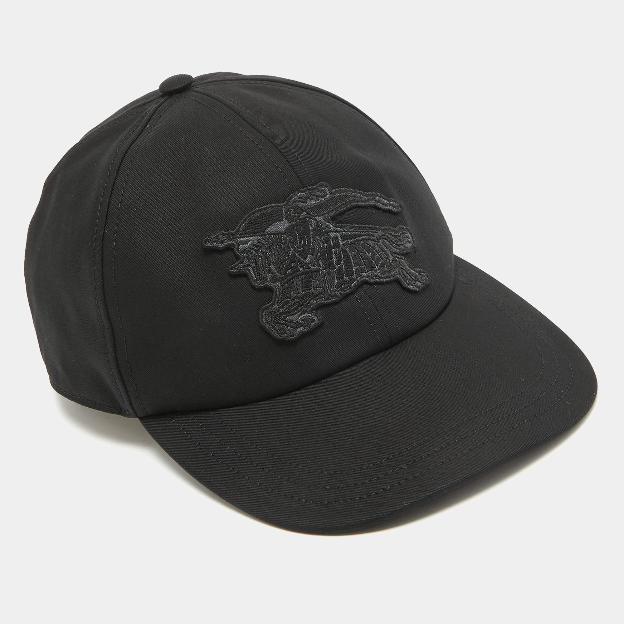 Burberry Black EKD Appliqued Cotton Baseball Cap M