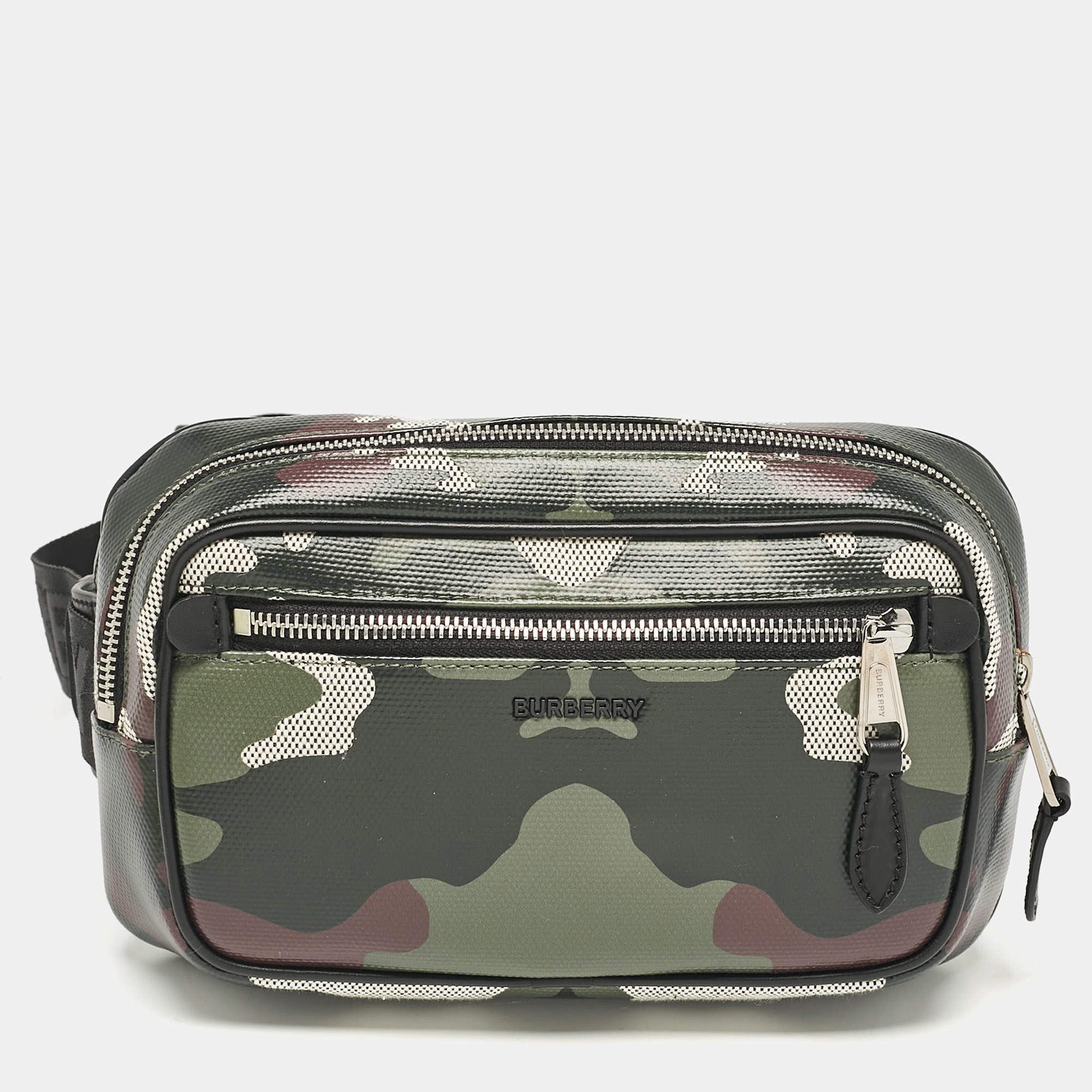 Burberry Mangrove Green Camo Coated Canvas West Belt Bag