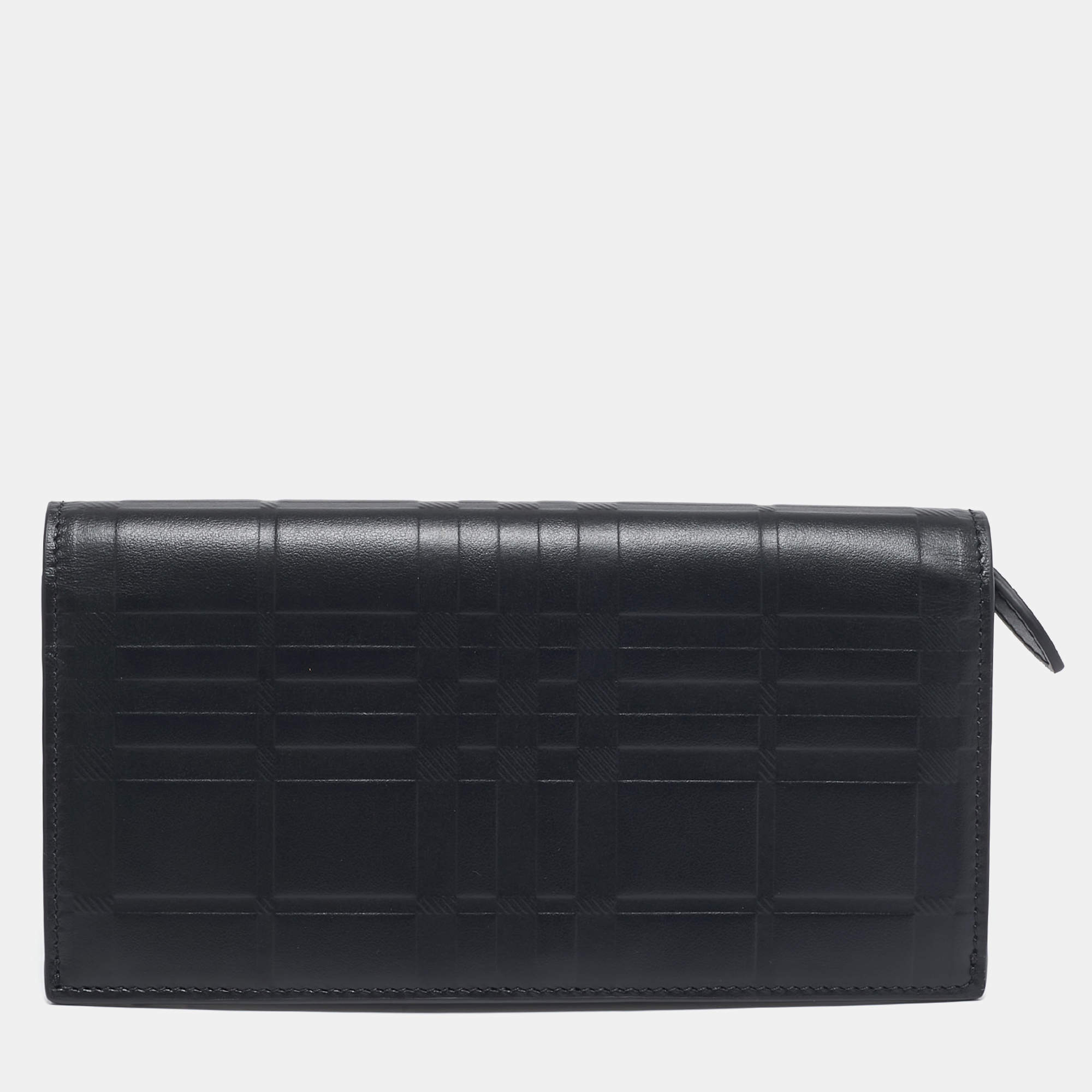 Pre Owned Burberry Black Leather Bifold Long Wallet