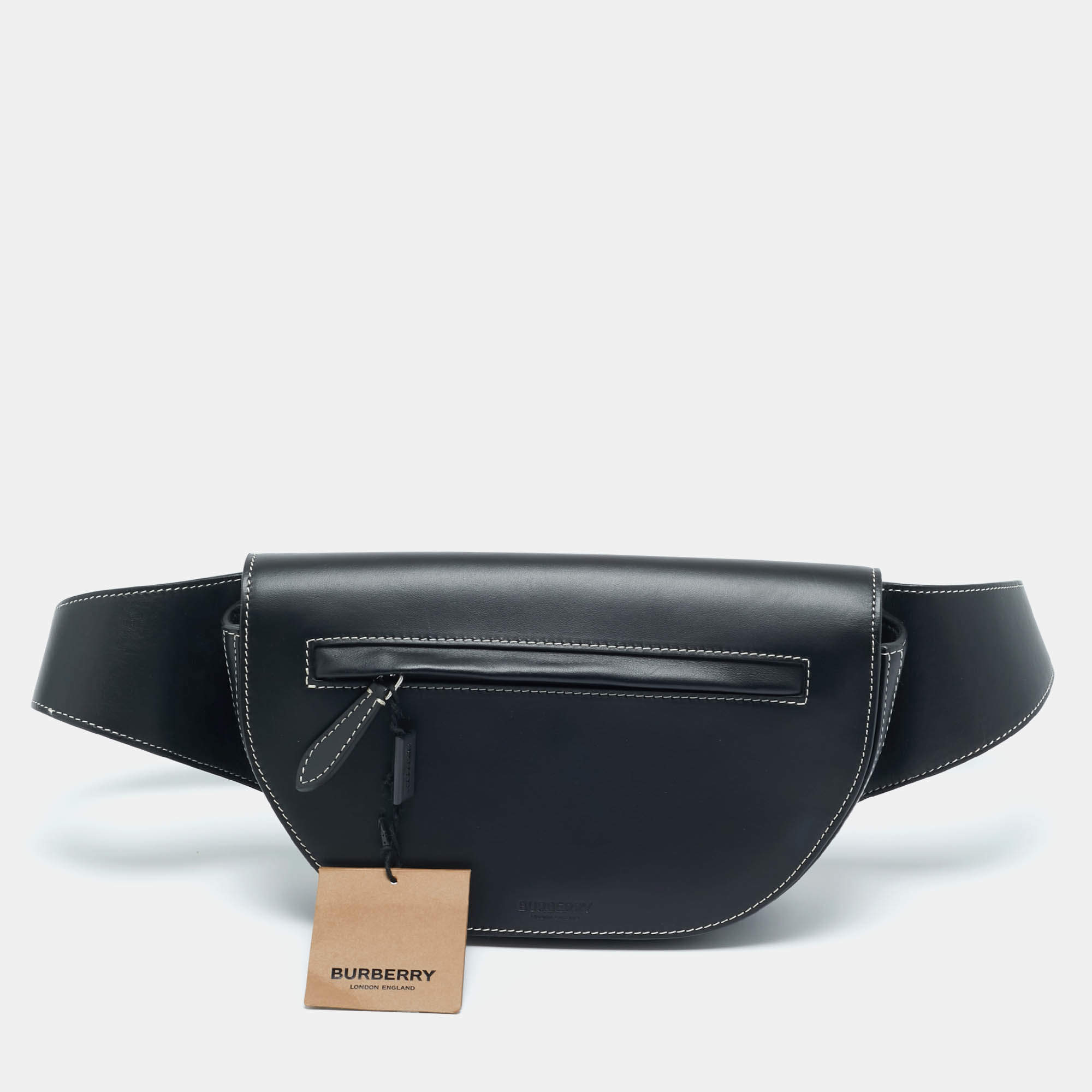 Pre Owned Burberry Black Leather Small Olympia Belt Bag