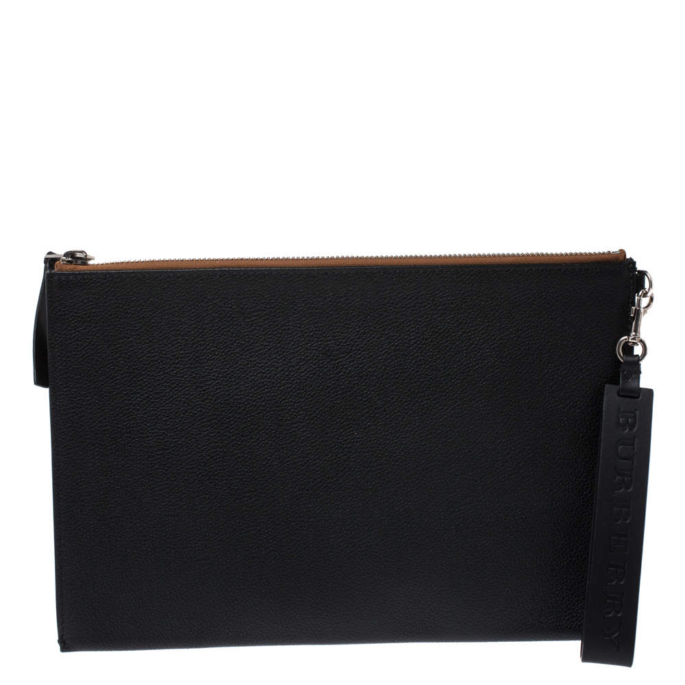 Pre Owned Burberry Black Leather Edin Zip Pouch