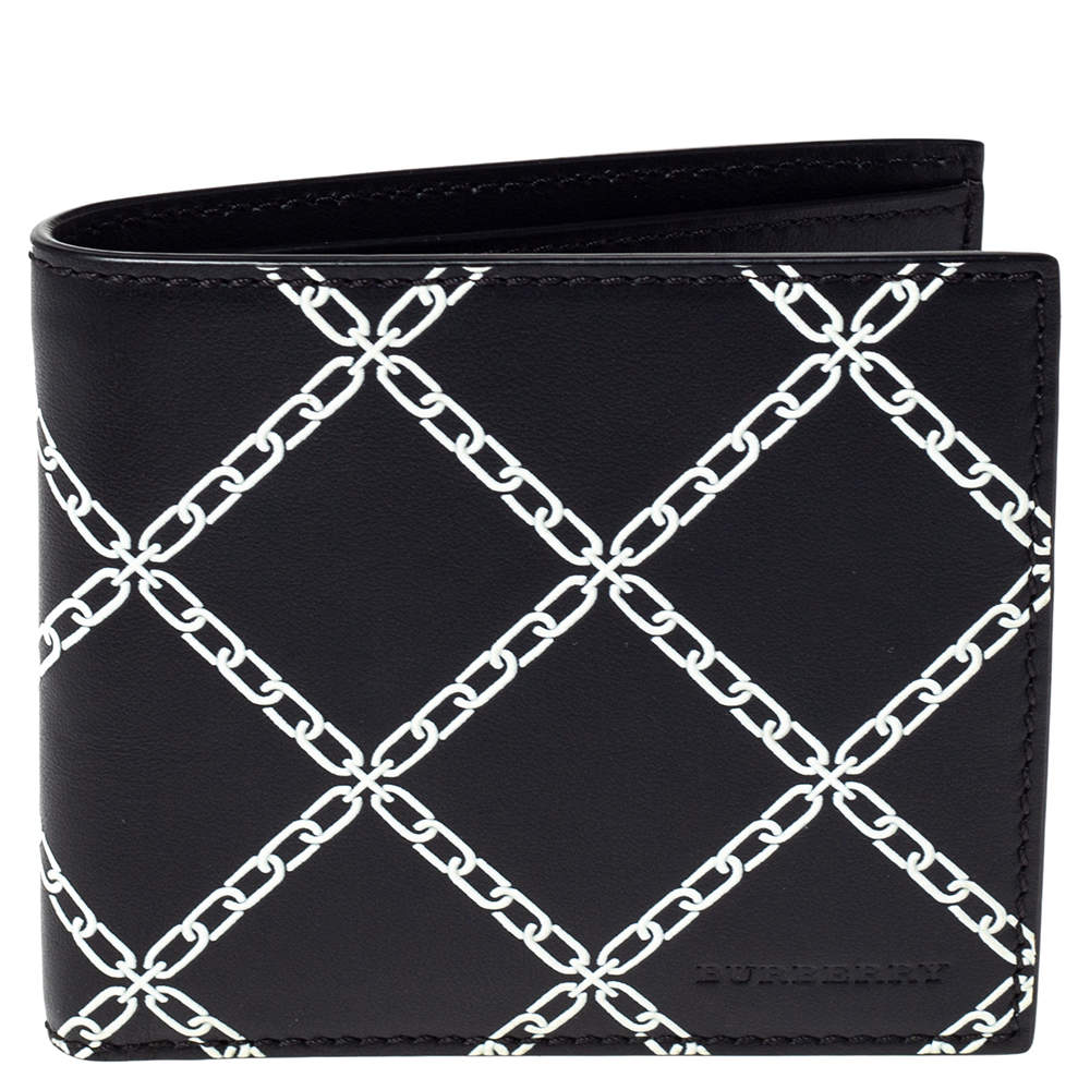 Burberry Black/White Leather Bifold Wallet