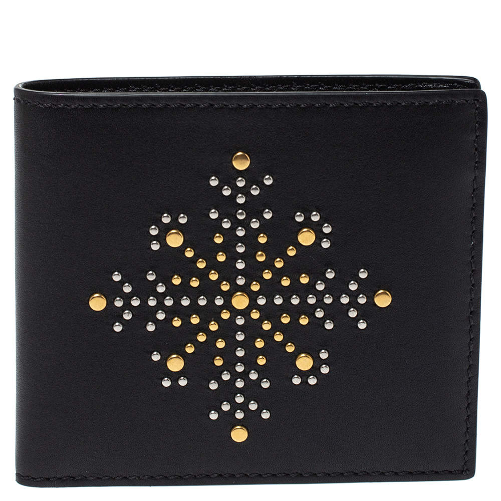 Burberry Black Leather Studs Bifold Wallet