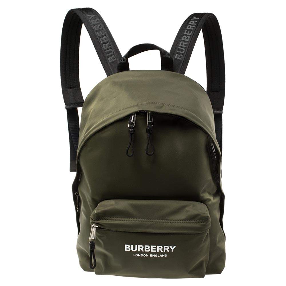 Burberry Green Nylon Logo Print Backpack Burberry | TLC