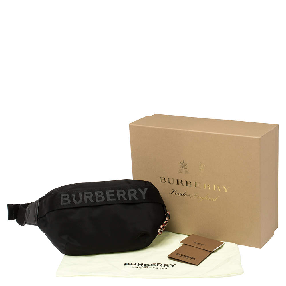 BURBERRY: Sonny belt bag in eco nylon - Black  Burberry belt bag 8025668  online at