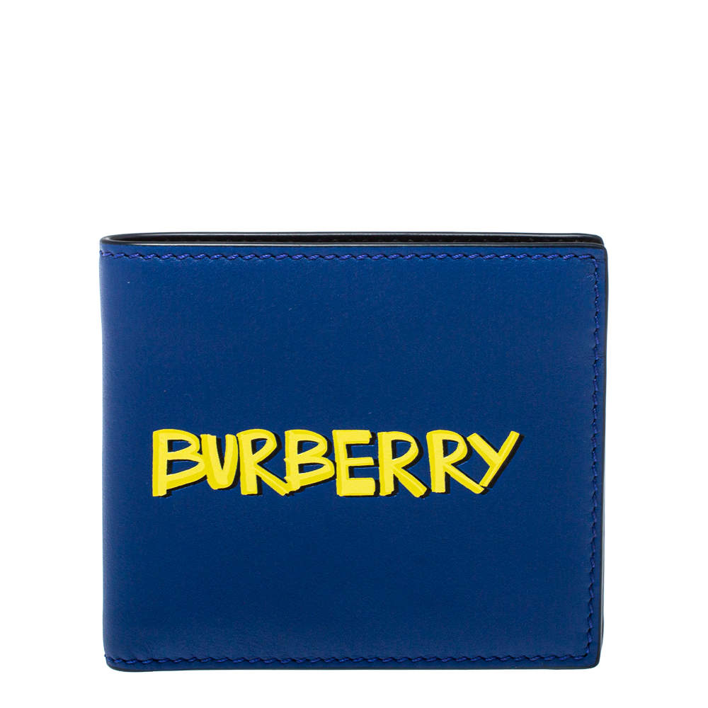 Burberry Blue Leather Reg CC Bill8 Bifold Wallet