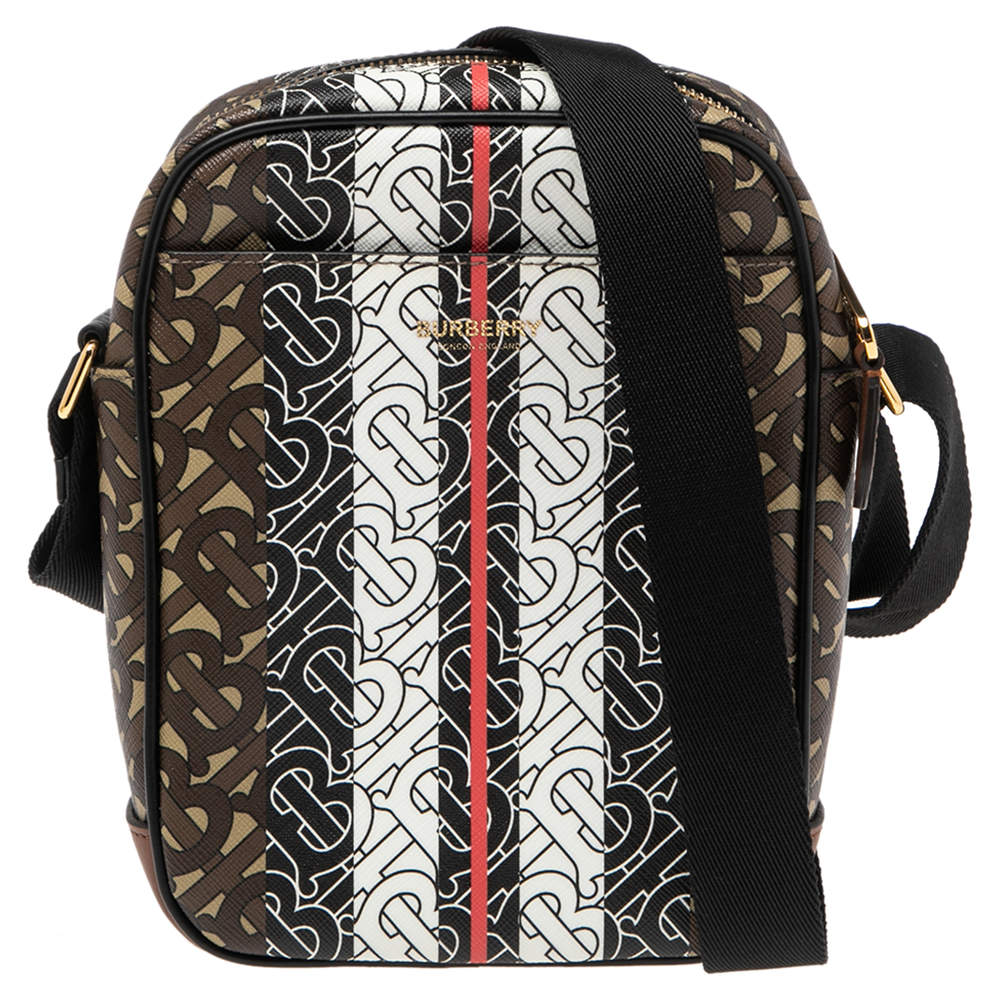 Pre Owned Burberry Bridle Brown Coated Canvas and Leather Thornton Crossbody Bag