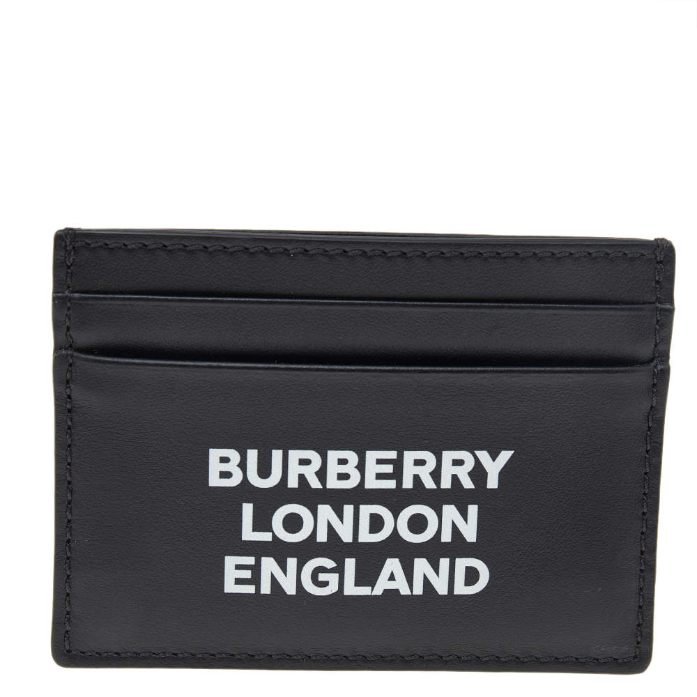 Pre Owned Burberry Black Leather Card Holder 