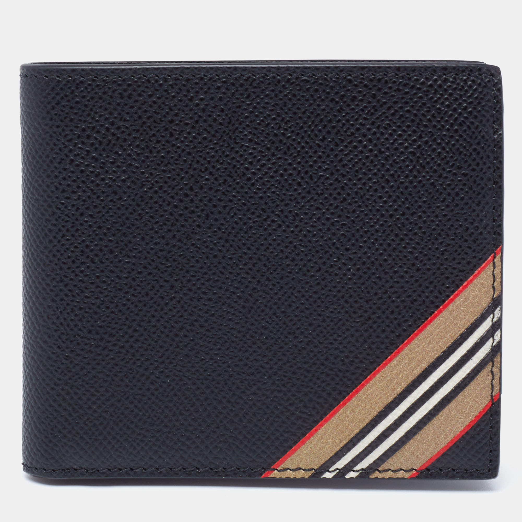 Burberry Beige/Black Icon Stripe Coated Canvas and Leather Small Trifold  Wallet at 1stDibs