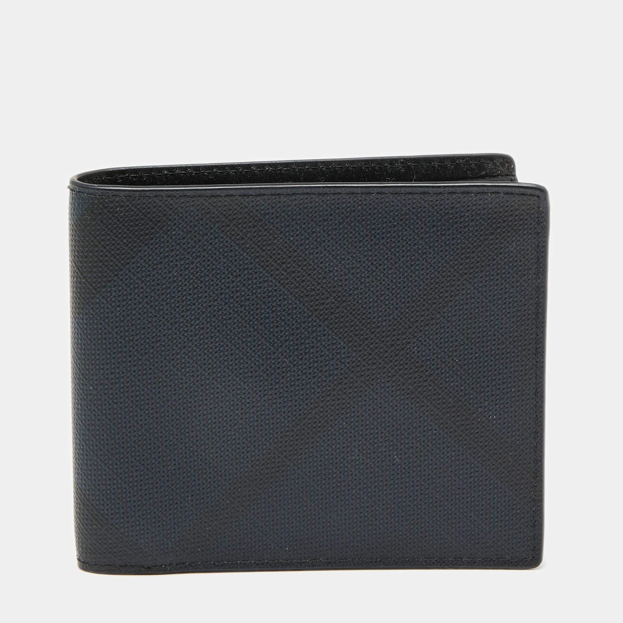 Burberry Navy Blue/Black London Check Leather Bifold Wallet