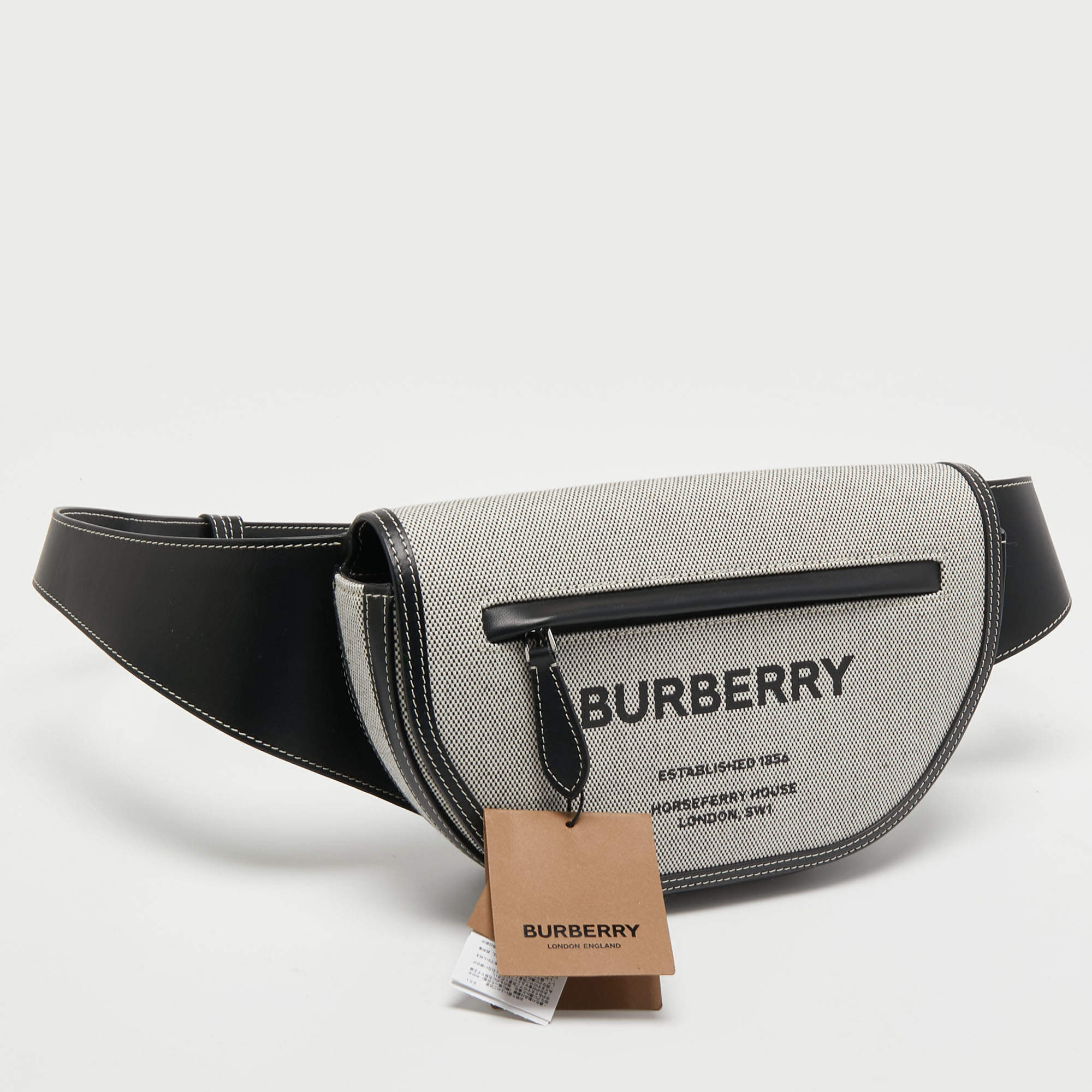 Burberry Grey/Black Canvas and Leather Small Olympia Bumbag Belt Bag  Burberry | TLC