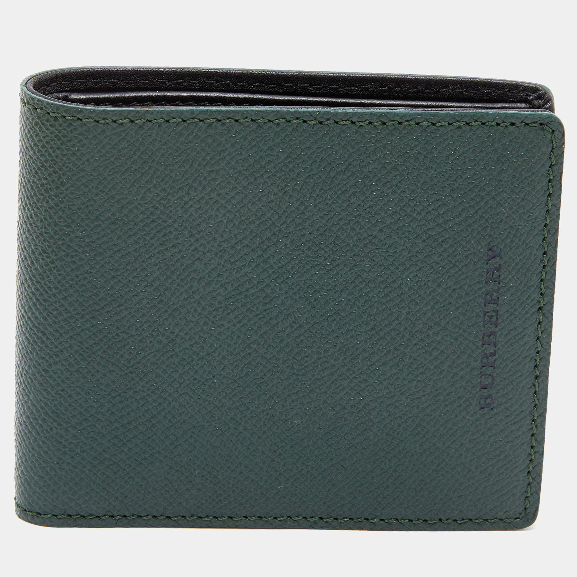Burberry Dark Green Leather Bifold Wallet