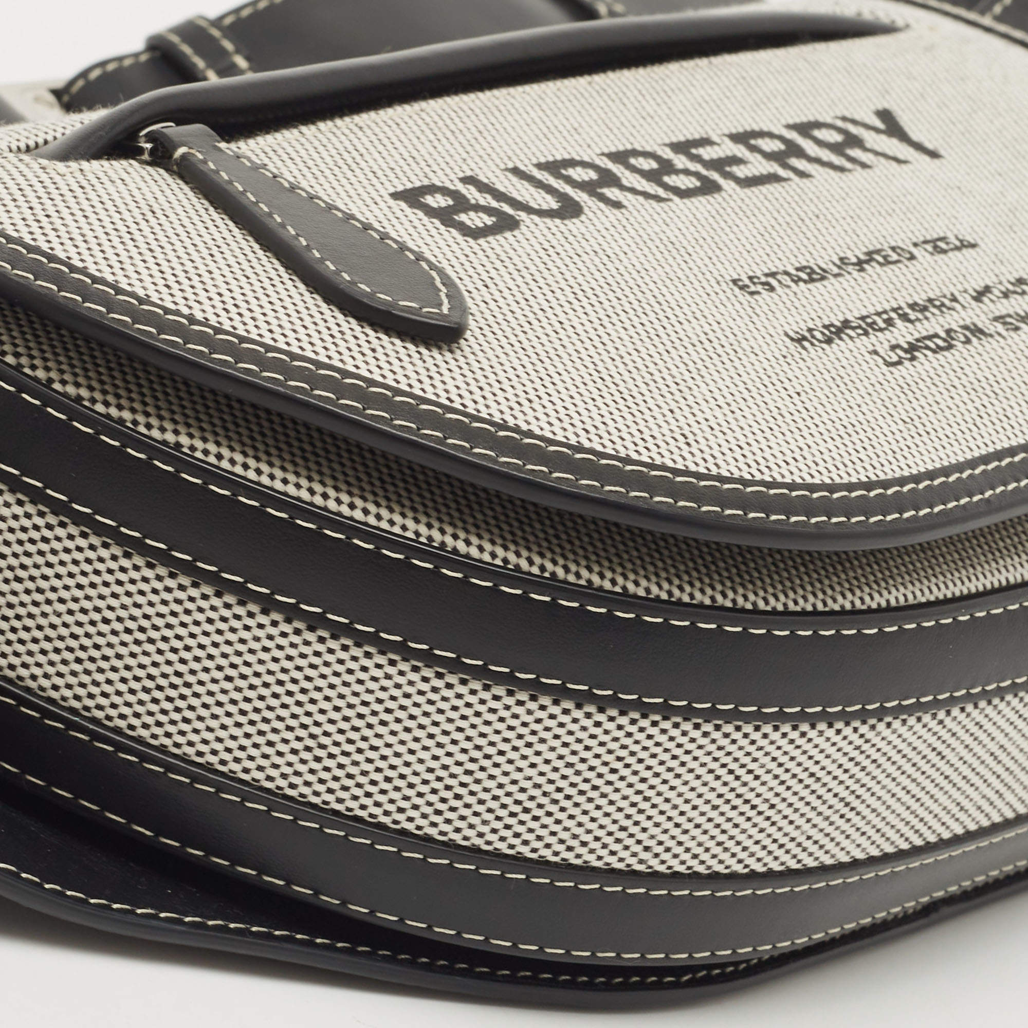 Burberry Black/Grey Canvas and Leather Small Olympia Belt Bag
