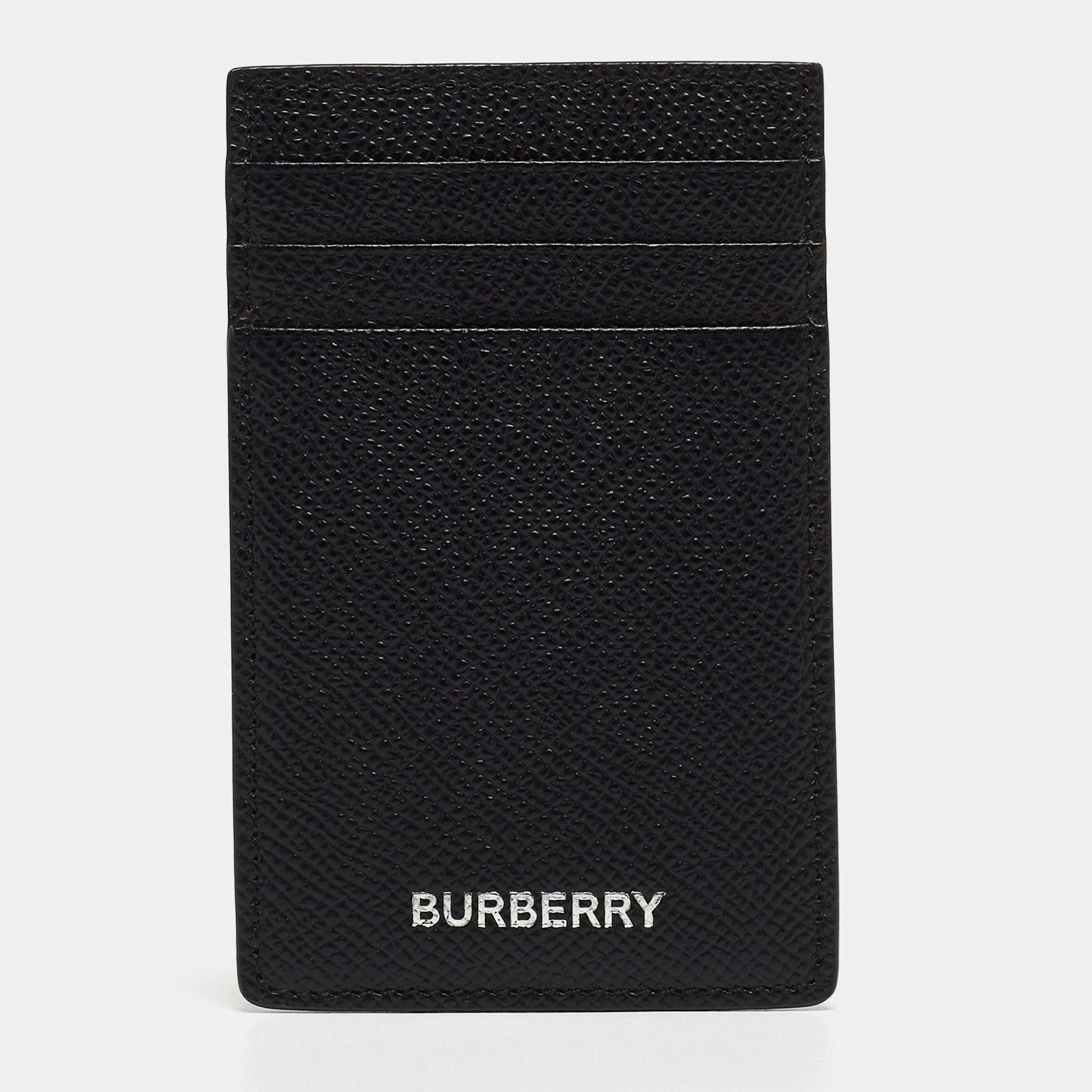 Burberry Black Grain Leather Elmer Card Holder