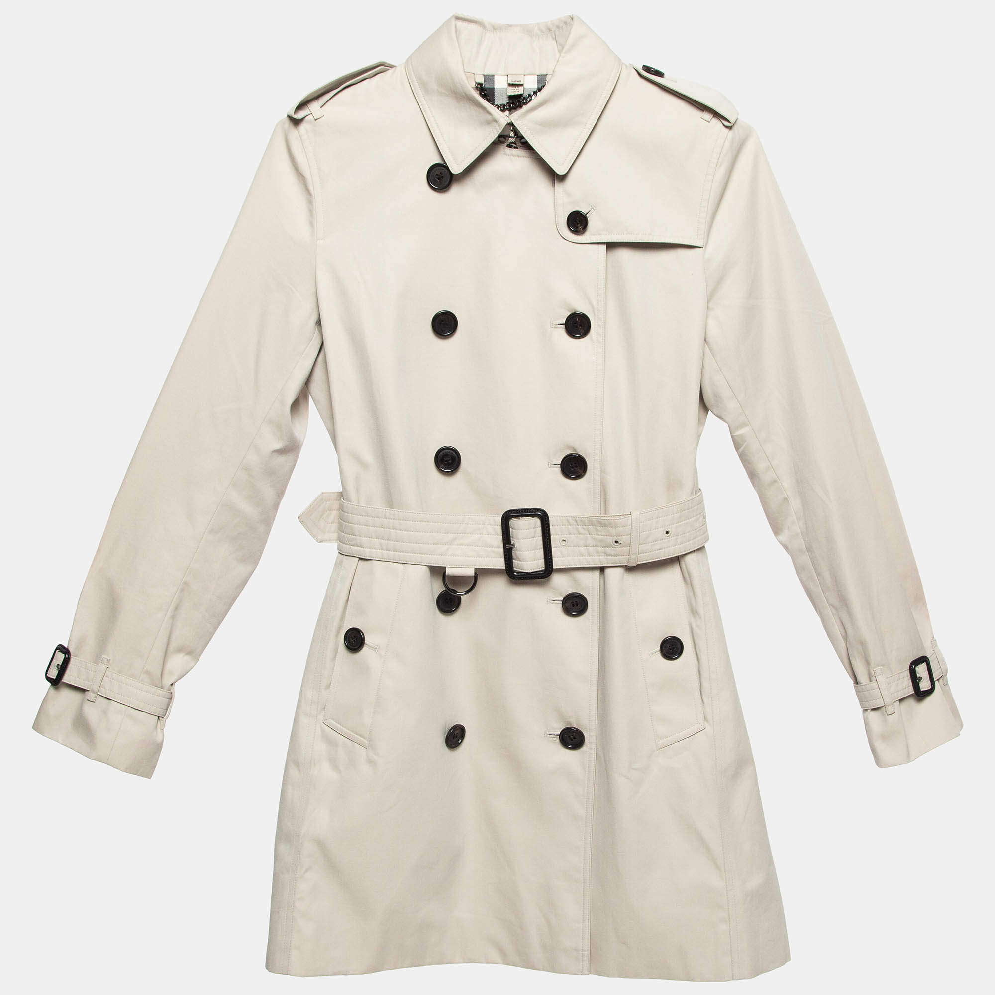 Burberry Beige Cotton Double Breasted Trench Coat XXS