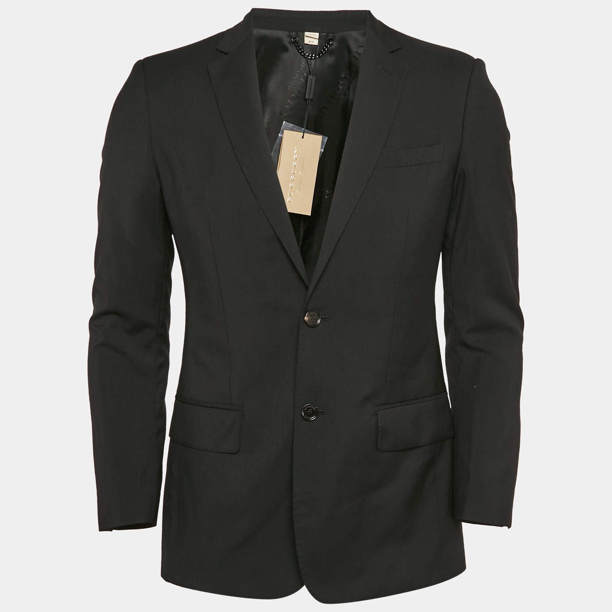 Burberry Black Virgin Wool Single Breasted Blazer S