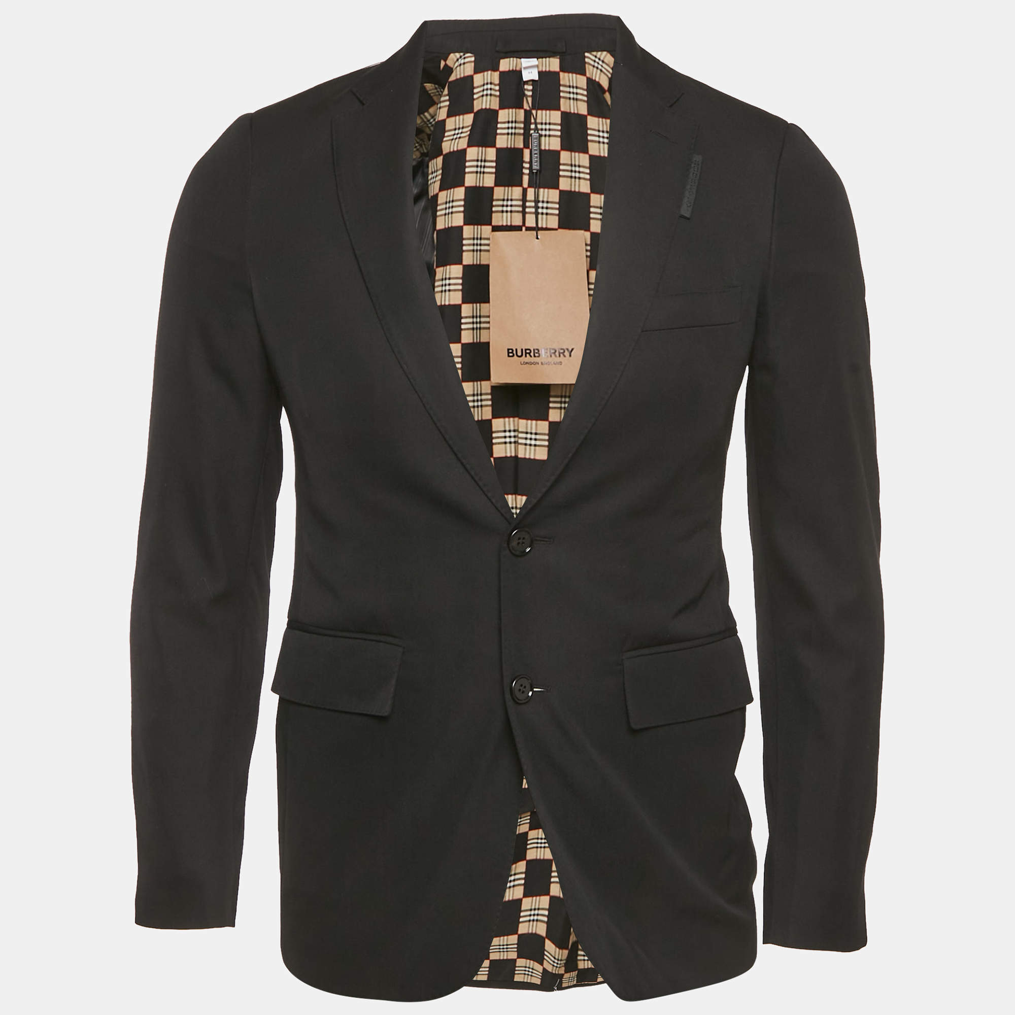 Burberry Black Gabardine Slim Fit Blazer XS