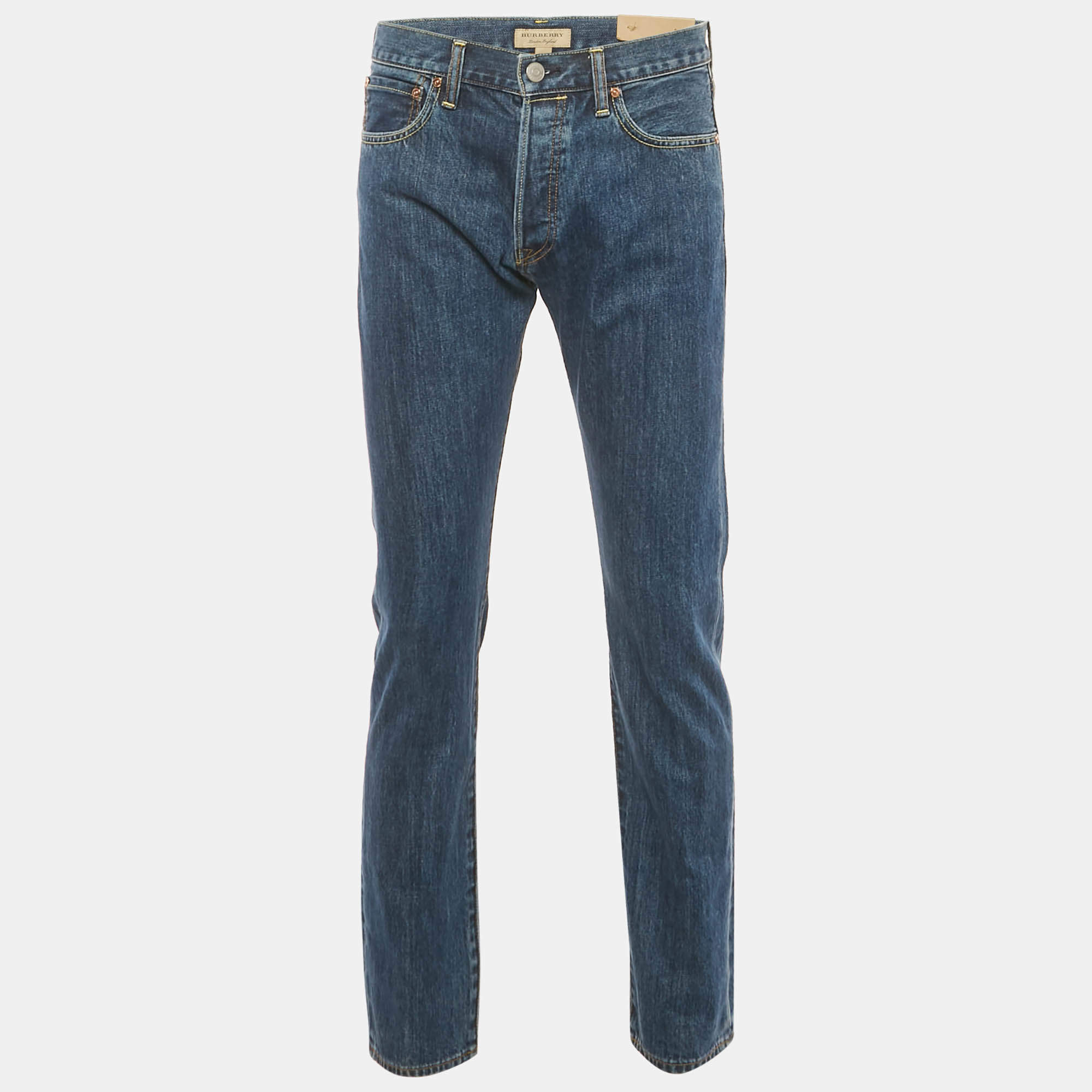 مملوكة مسبقًا Burberry Blue Denim Straight Jeans S Waist 30"