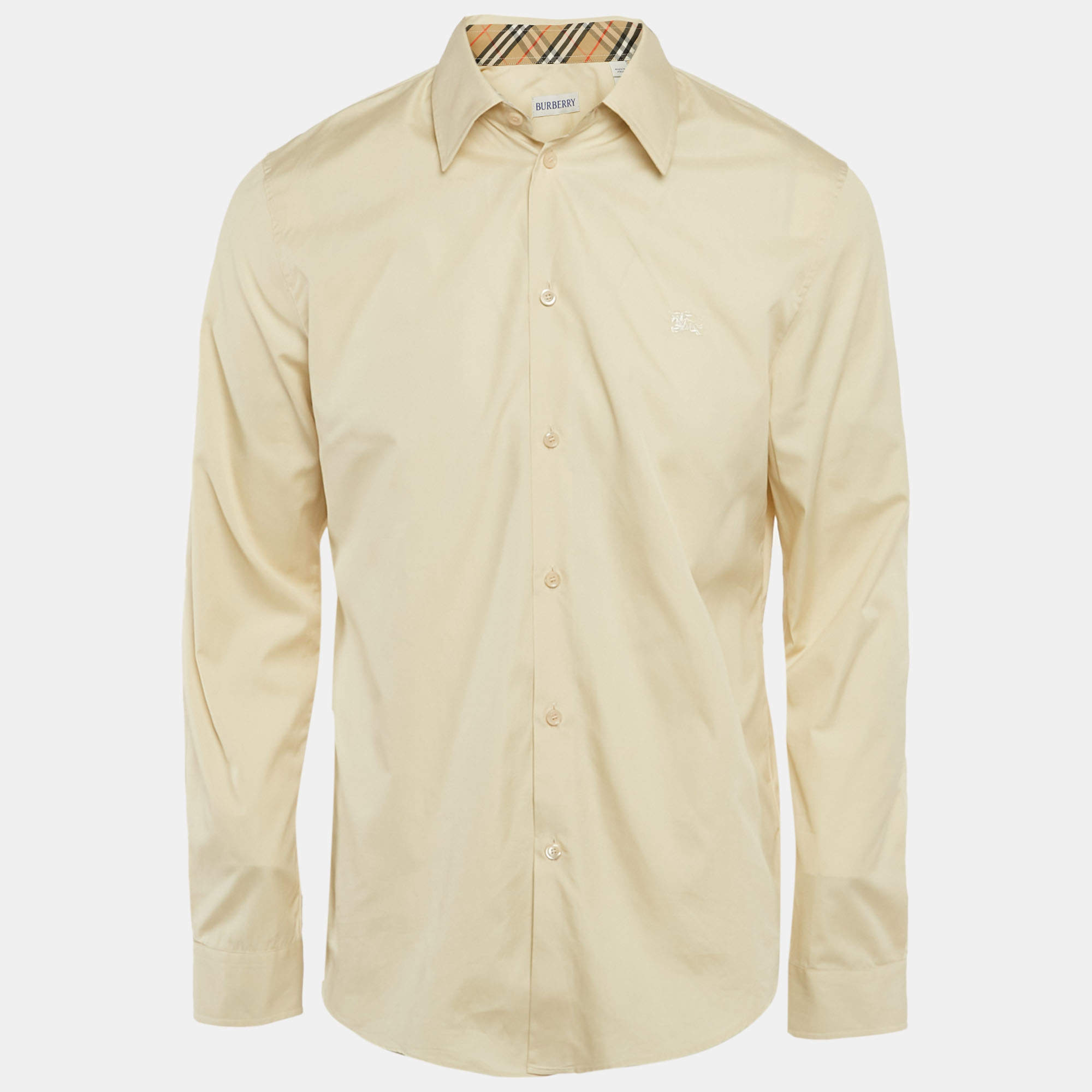 Pre Owned Burberry Nutmeg Beige Cotton Button Front Shirt M