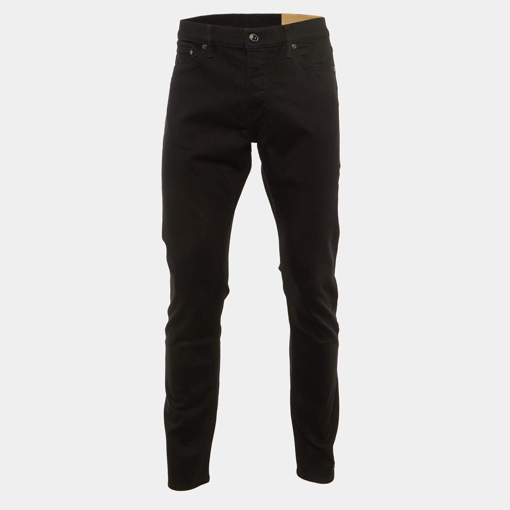 Pre Owned Burberry Black Denim Straight Fit Jeans L Waist 34"