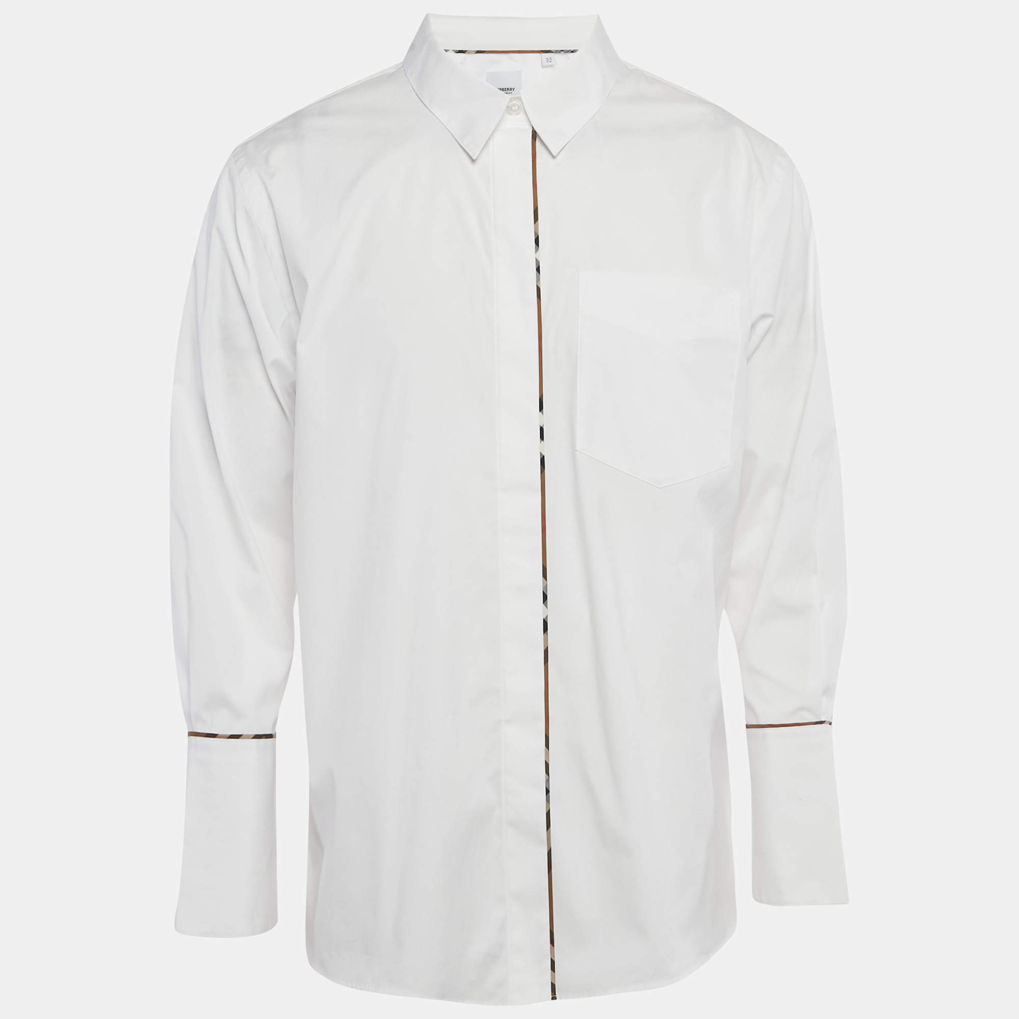 مملوكة مسبقًا Burberry White Cotton Long Sleeve Shirt XXXL
