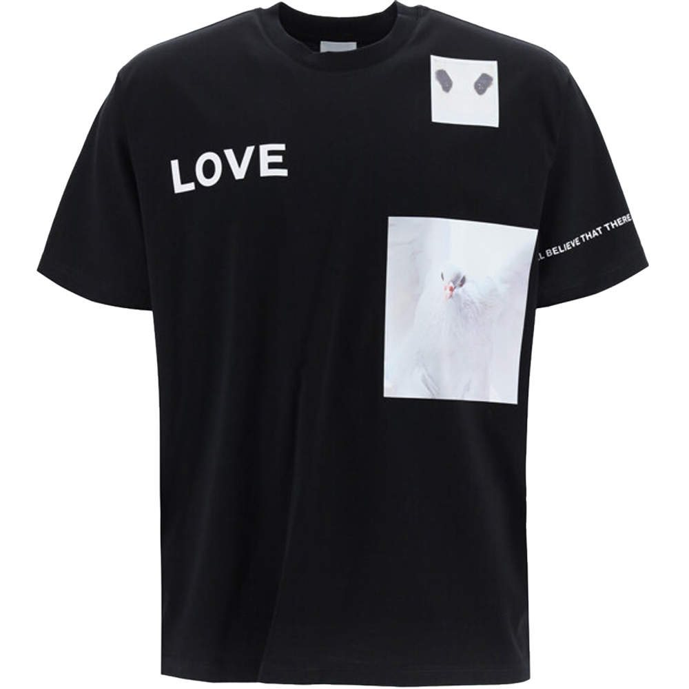 Pre Owned تي شيرت بربري مطبوع أسود مقاس صغير (سمول)