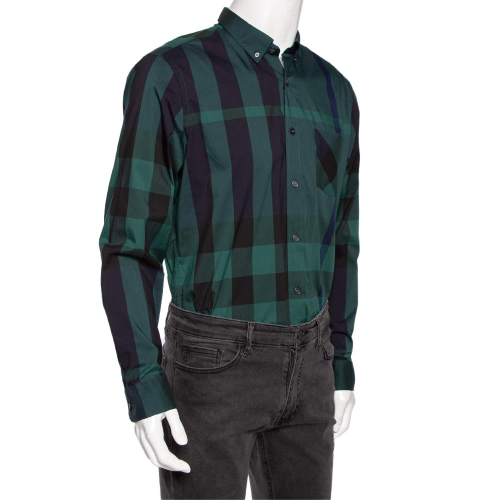 burberry green check shirt