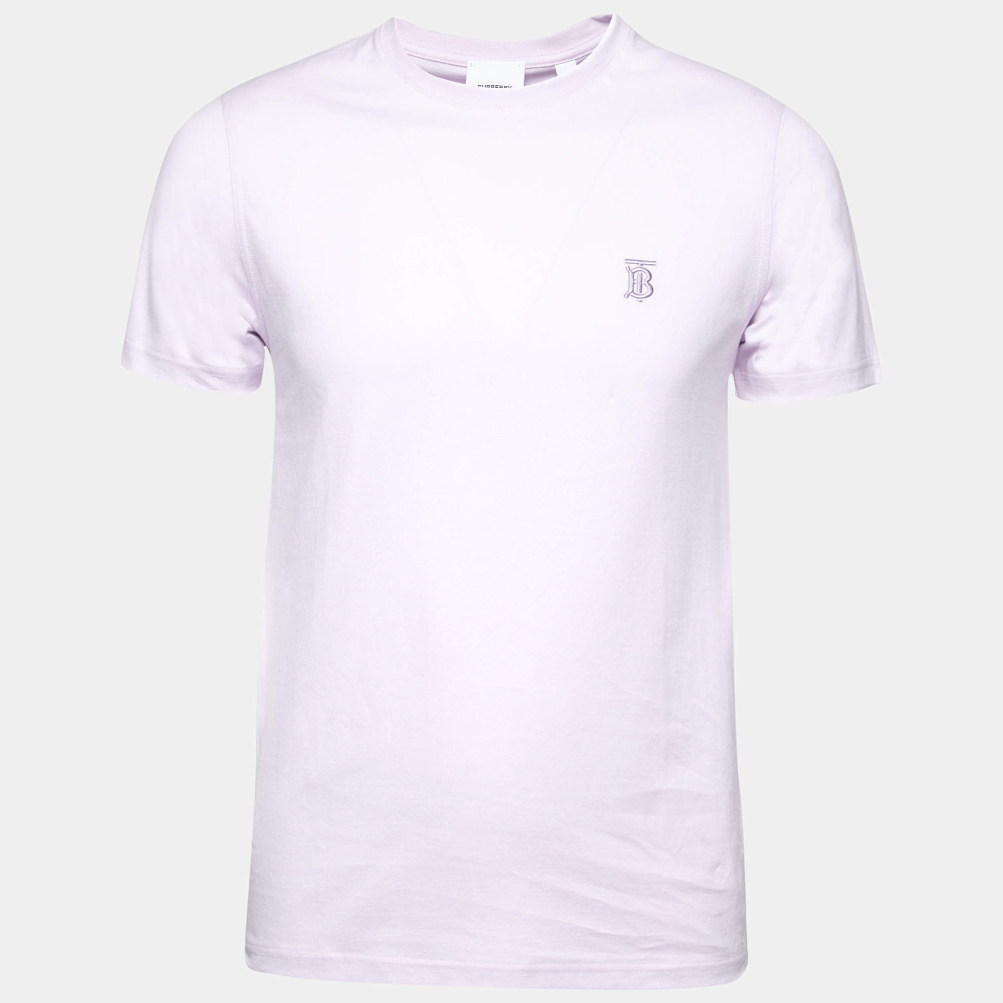 مملوكة مسبقًا تي شيرت بربر قطن بنفسجي فاتح مطرز بالشعار أكمام قصيرة مقاس صغير - سمول