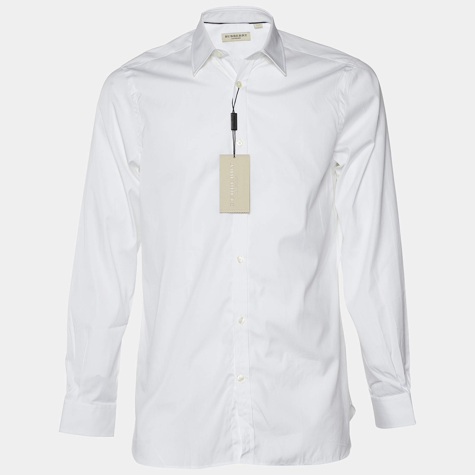 مملوكة مسبقًا Burberry White Cotton Button Front Shirt M